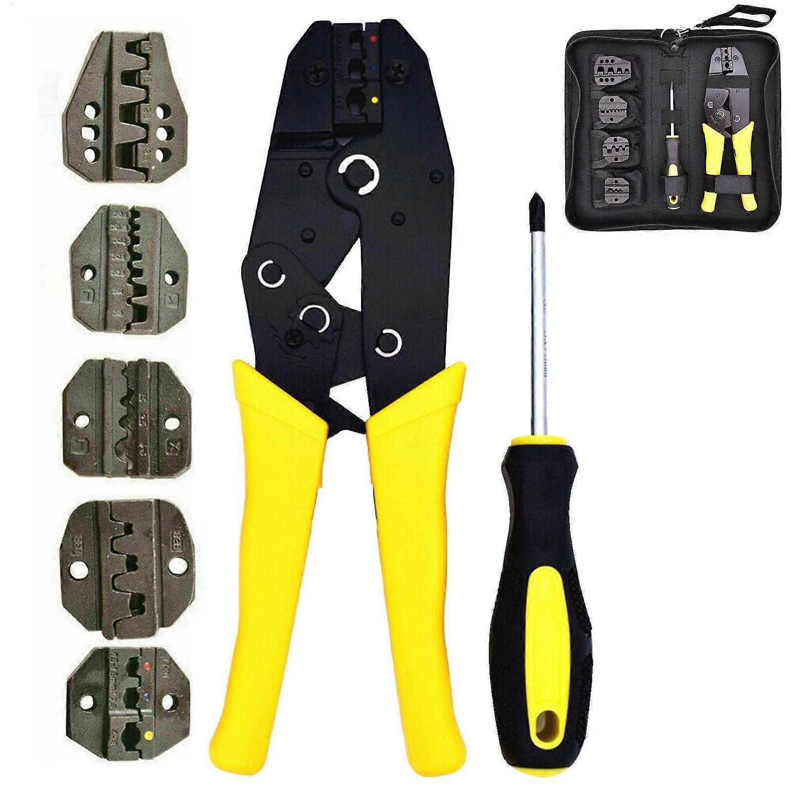 Cable Connection Kit with Crimp Tool, Wire Crimper Tool, Ratchet Wire Connection, Electric Ethernet Crimper Plier, Stripper for Shrinking