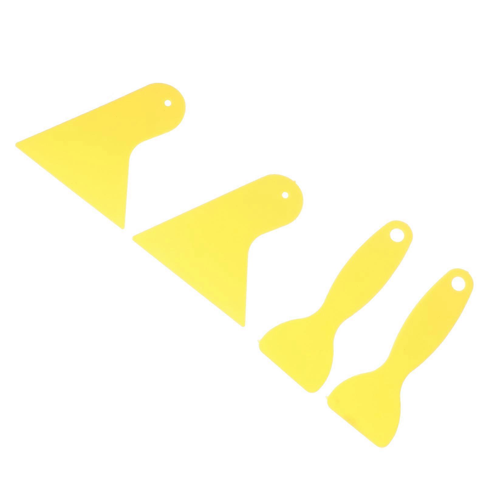 Yellow Plastic Car Window Decal Squeegee Tool for Vinyl Applications and Film Installation 4pcs