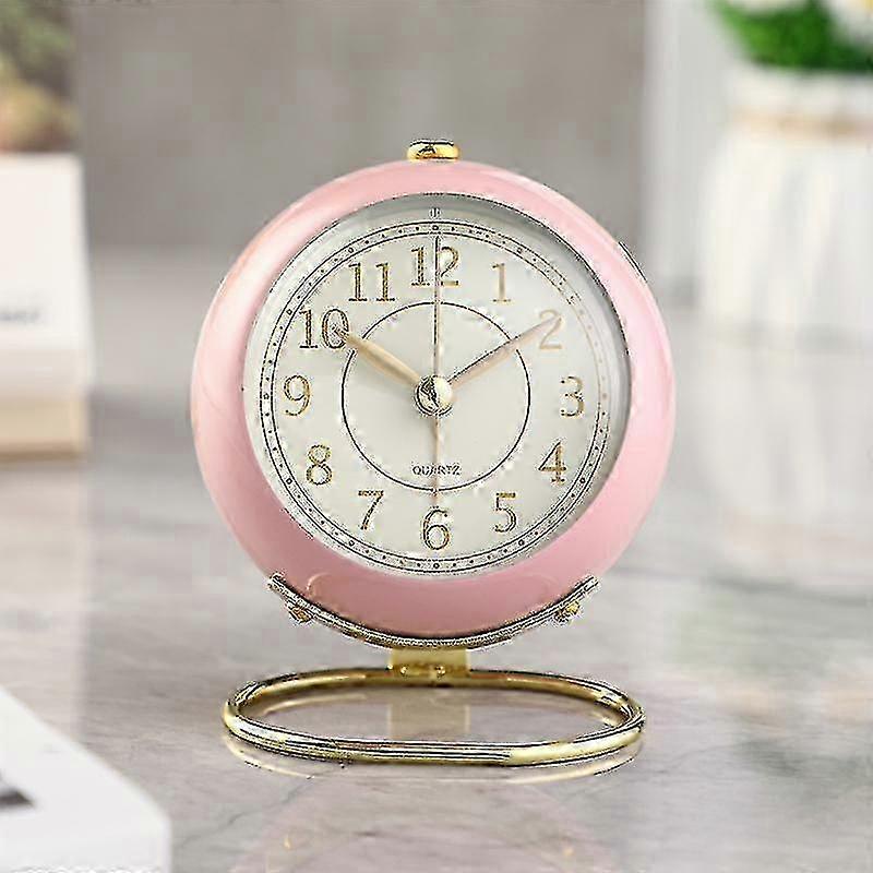 Retro Analog Desk Clock - Battery Operated, Silent Alarm Clock for Bedrooms, Vintage Aesthetic Clock
