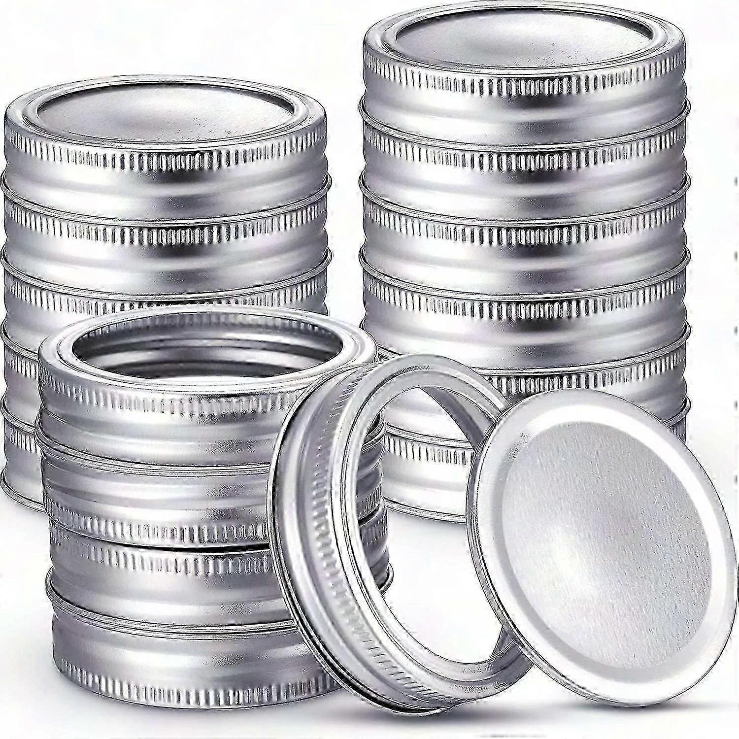 70MM Round Mason Jar Split Lid with Silicone Leak-Proof Seal (Silver) - 80 Pack