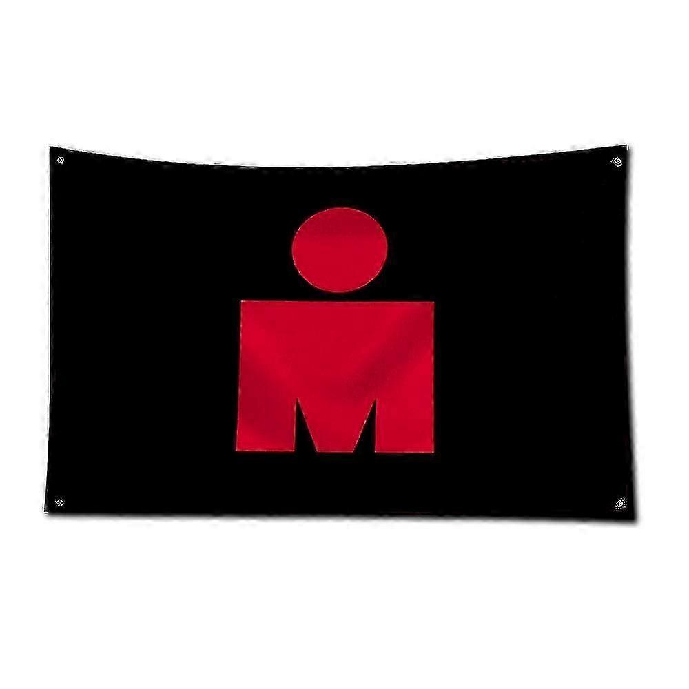 3x5 Ft Iron Man Flag - Πανό ψηφιακής εκτύπωσης πολυεστέρα για την τέχνη τοίχων γκαράζ, υπαίθρια διακόσμηση με ροδέλες ορείχαλκου - Θέμα τριάθλου
