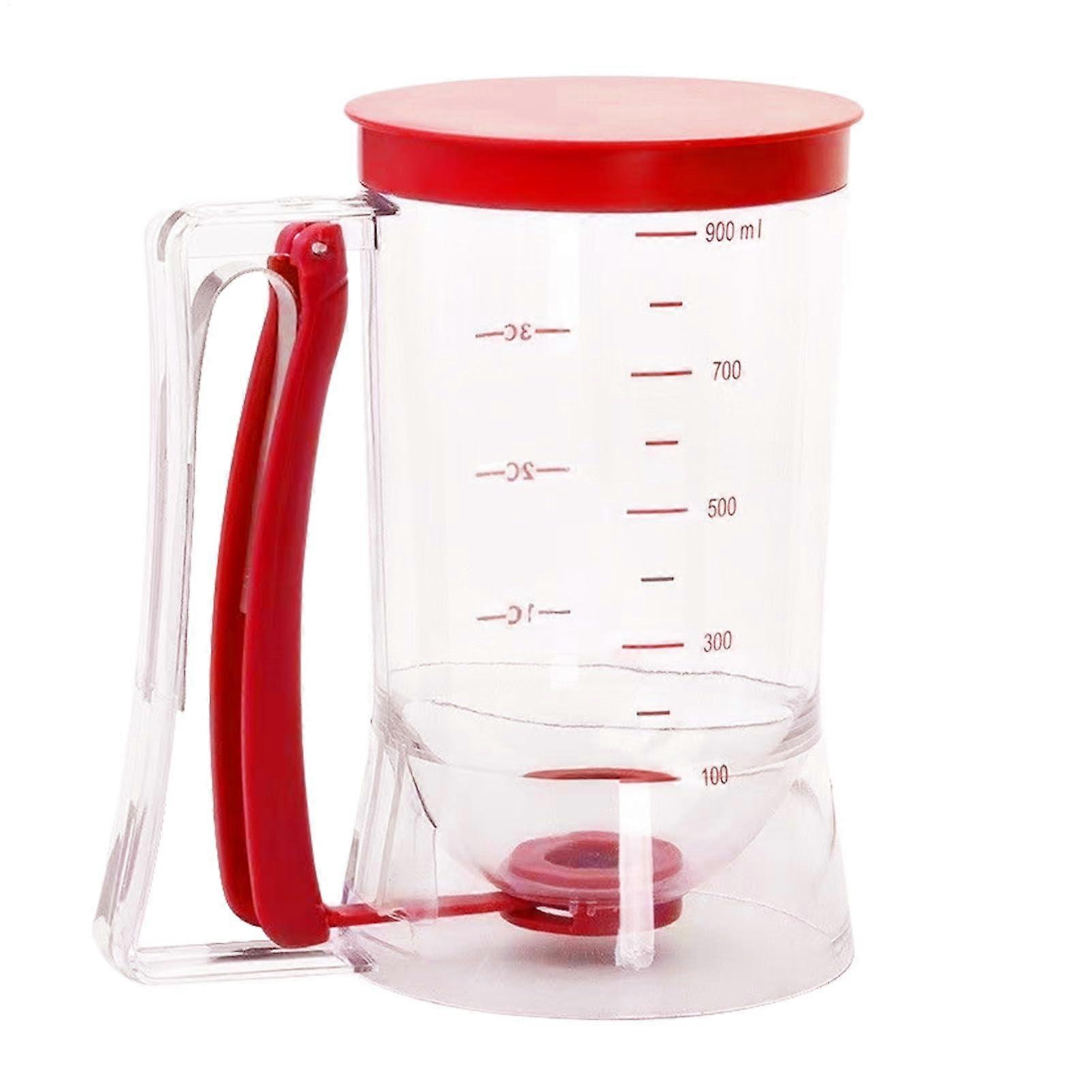 Pancake Dough Dispenser 900ml Leak Proof Cup with Measuring Marks, Easy Pour Funnel for Cupcakes and Waffles