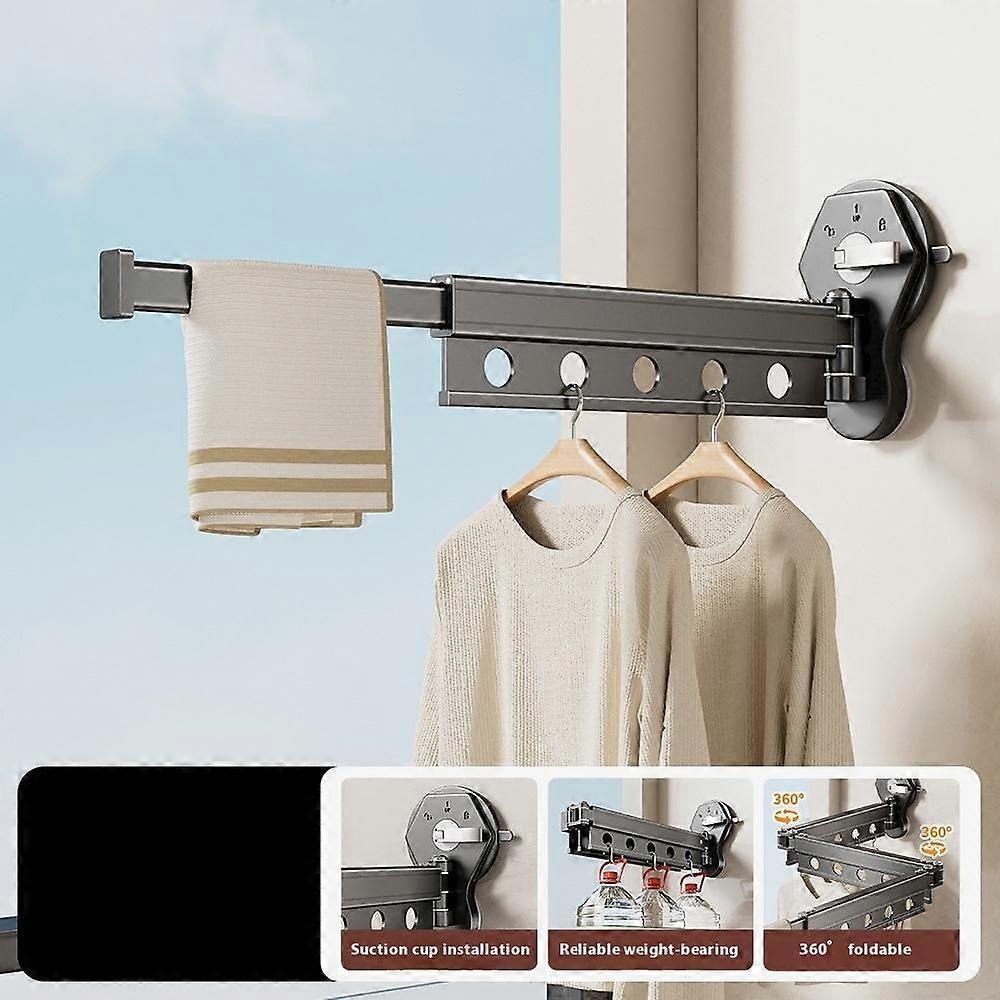 2 Sections Clothes Drying Rack Suction Cup Aluminum Retractable Laundry Rack