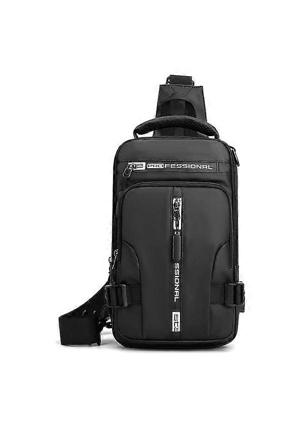 Multifunctional USB Rechargeable Waterproof Portable Messenger Bag Black