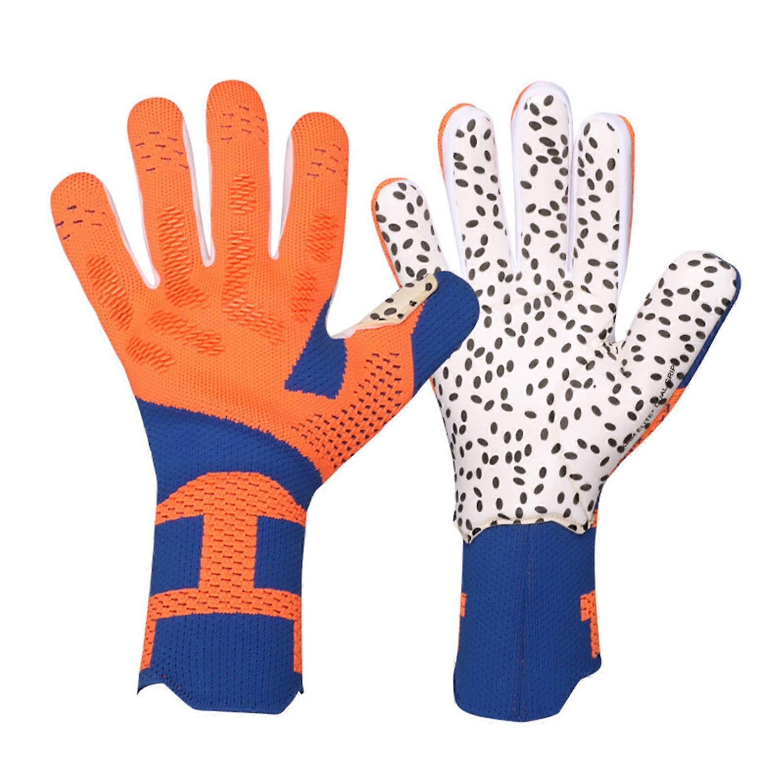 Goalkeeper Gloves Soccer, Performance AntiSlip, For Kids And Adults, Orange, UK Size 10