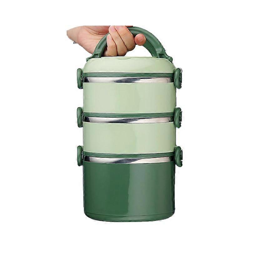Bento Box, Large Capacity Stackable Stainless Steel Women Cute Lunch Box Container, Microwavable - green