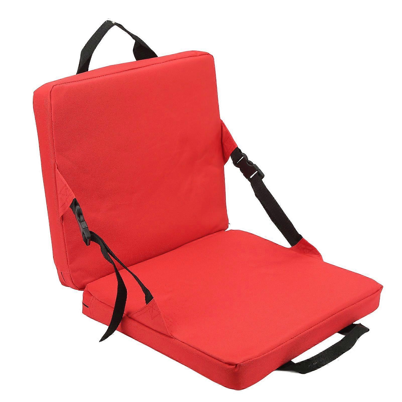 Outdoor Foldable Chair with Backrest Soft Sponge Cushion Back Chair for Stadium and Beach Red
