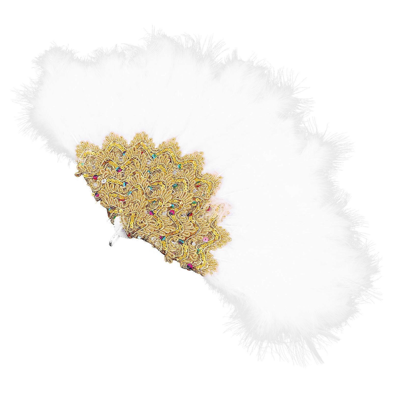 White Plastic Decorative Fan for Decoration and Stage Performance 8.5 Inches
