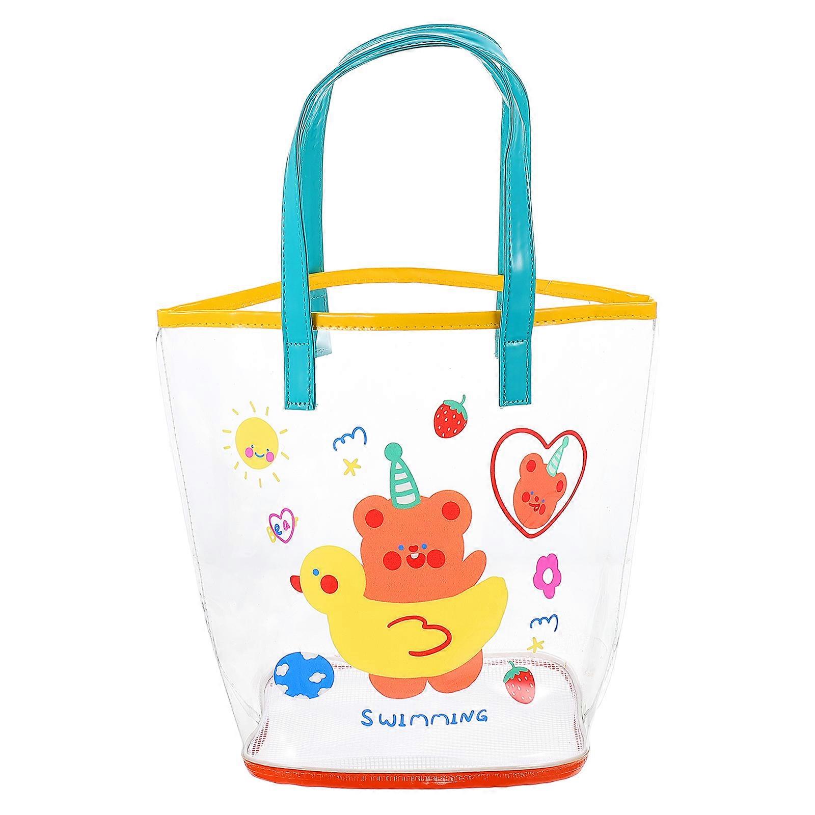 Clear Beach Bag Plastic Tote Bag for Storage with Cartoon Pattern