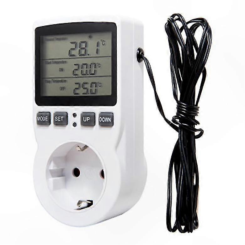 EU Plug Digital Thermostat Socket with Timer and Temperature Sensor for Heating Cooling Control