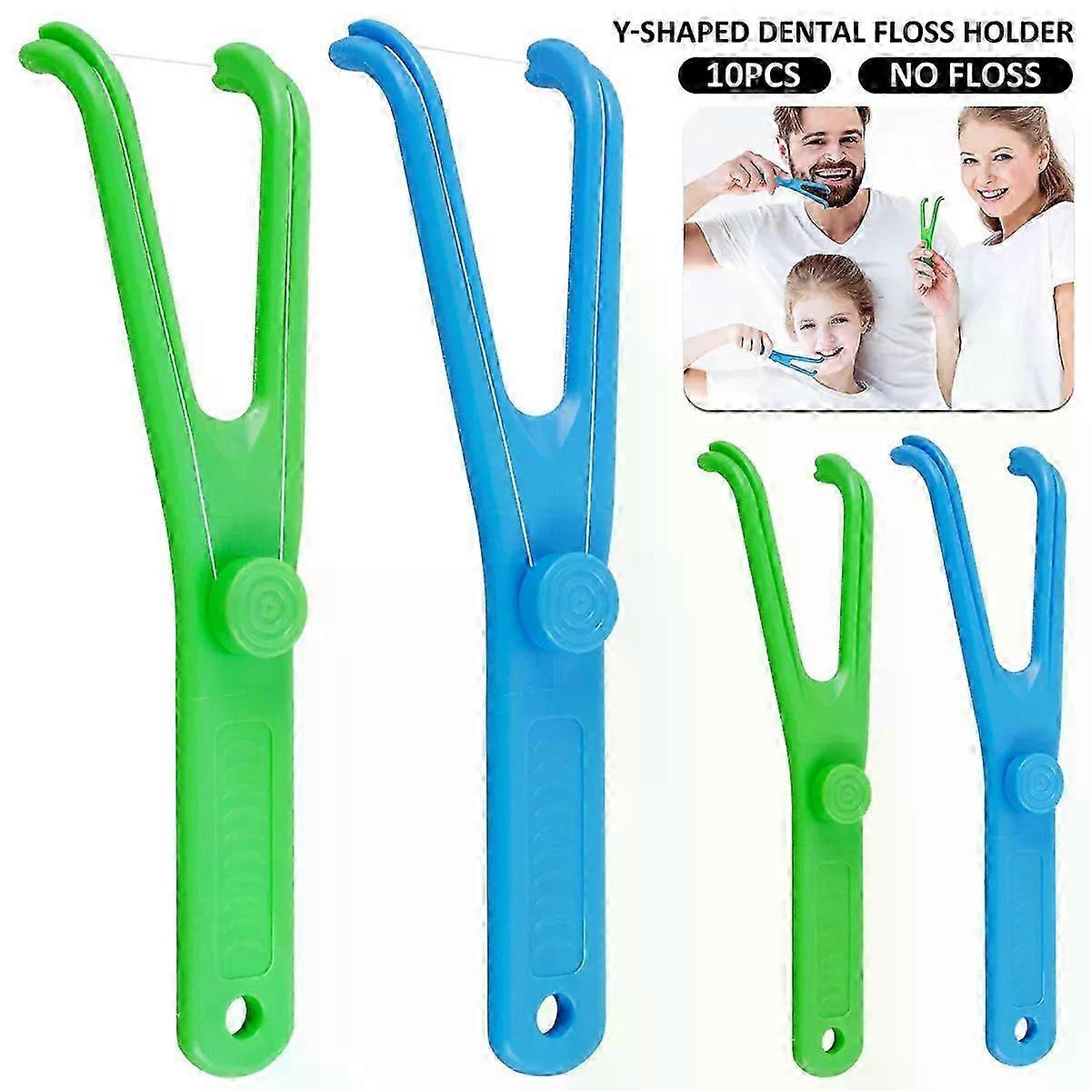 10/20Pcs Dental Floss Holder Y Shape Plastic Dental Floss Rack Reusable Pick Holder Teeth Clean Care Tool without Dental Floss