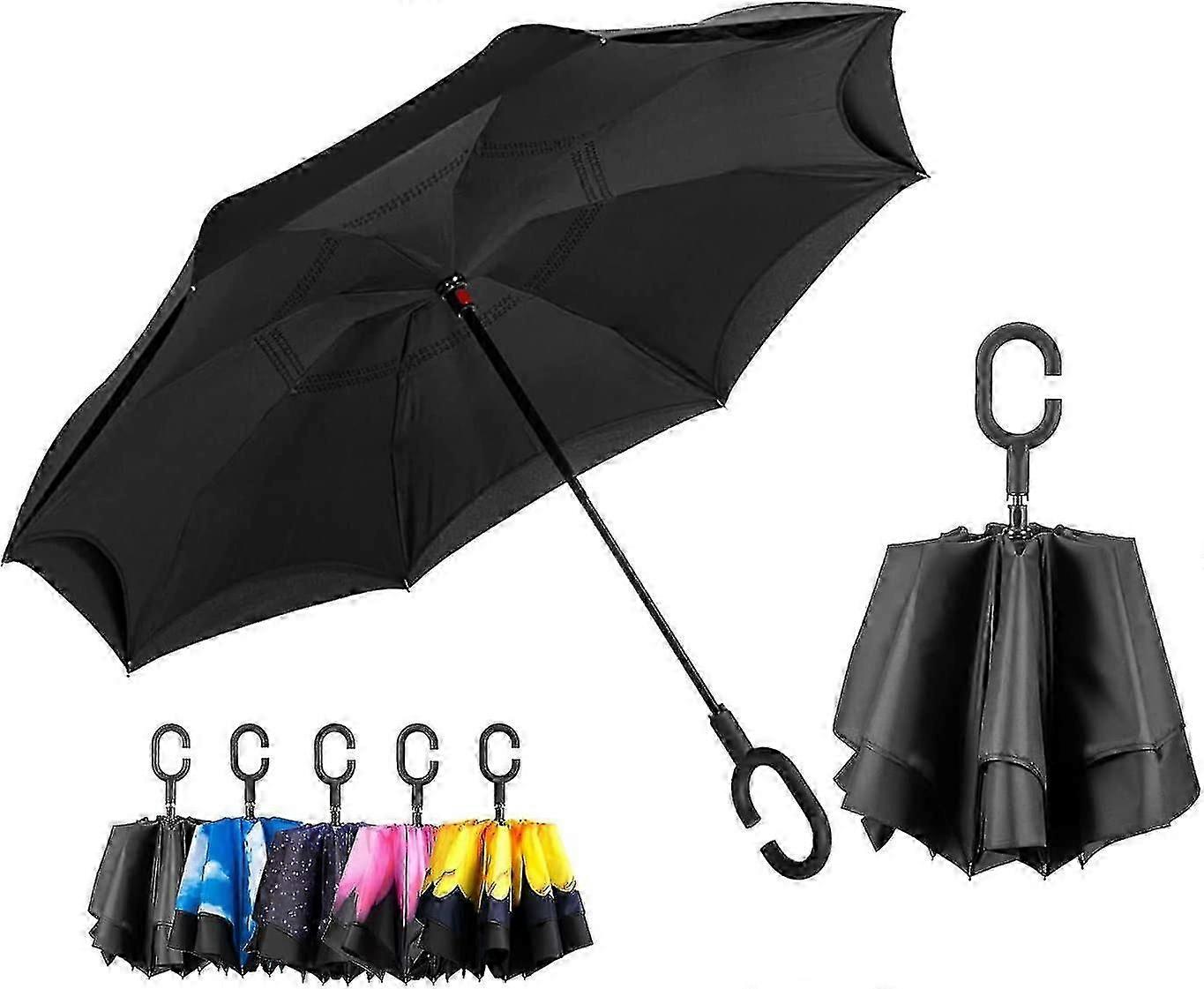 Umbrella Windproof Travel Umbrella Compact Folding Reverse Umbrella_L31