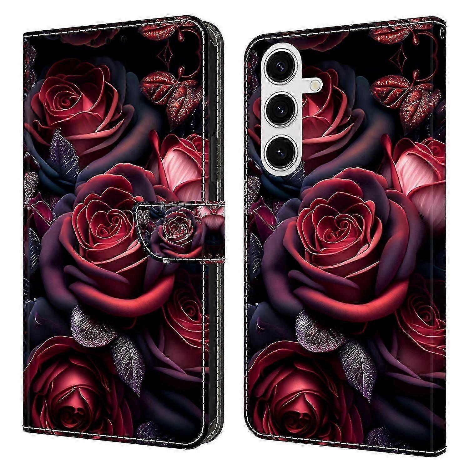 جراب محفظة Galaxy S25 مع حامل - غطاء فليب من جلد الكوبالت بالفراشة للهاتف