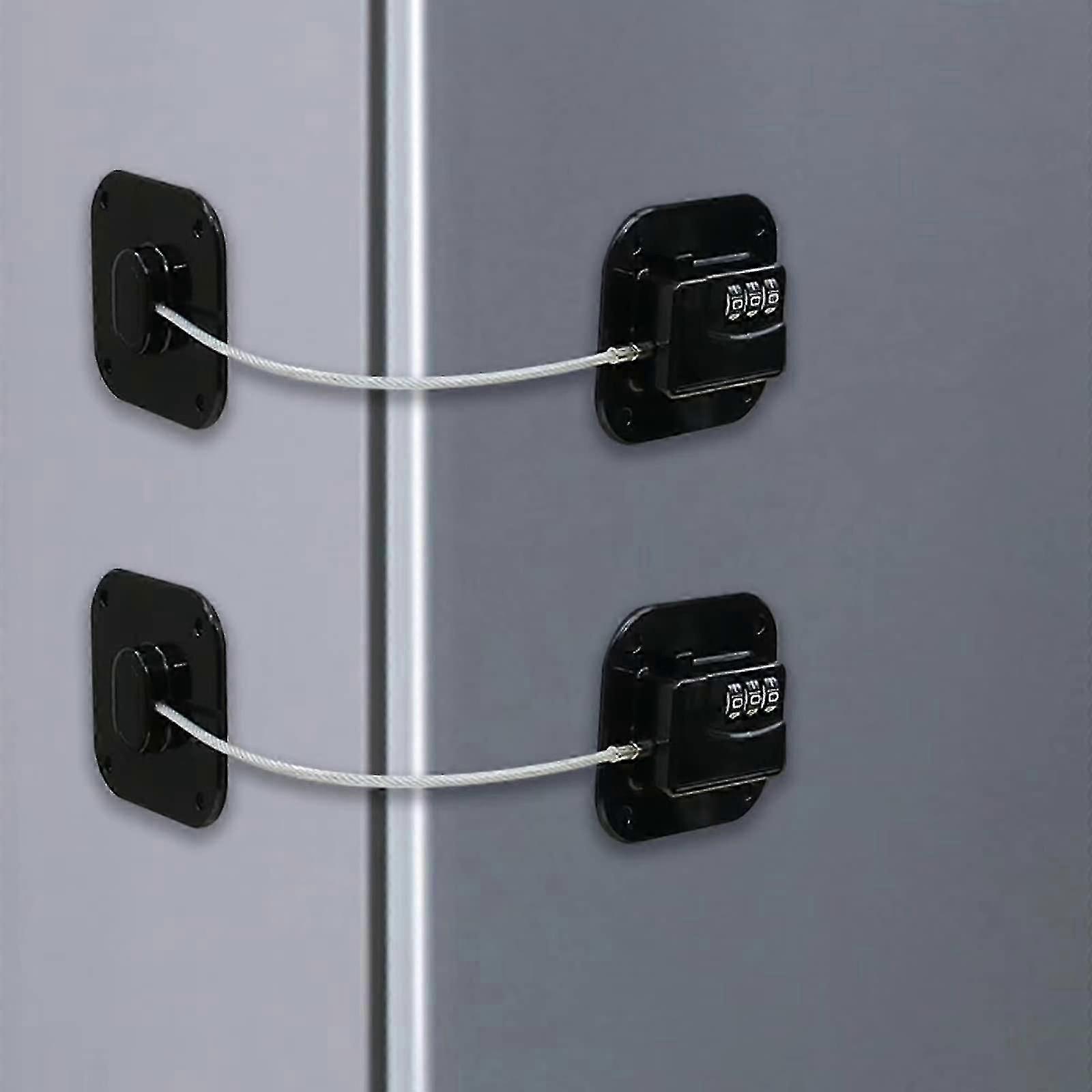 2 Pcs Fridge Lock with Code, Child Fridge Safety with Adhesive, Child Combination Locks for Cupboards Cabinets Refrigerators Freezers (PrettyJ)