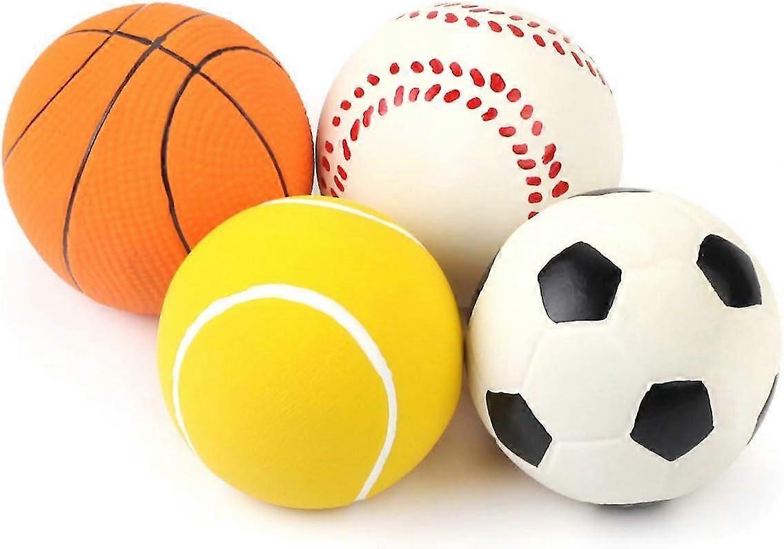 4 Pack Latex Toy Balls for Small Medium Dogs Dog Chew Toys Soft Puppy Squeaky Ball Interactive Firm Bouncing Ball Training Ball for Dogs Training