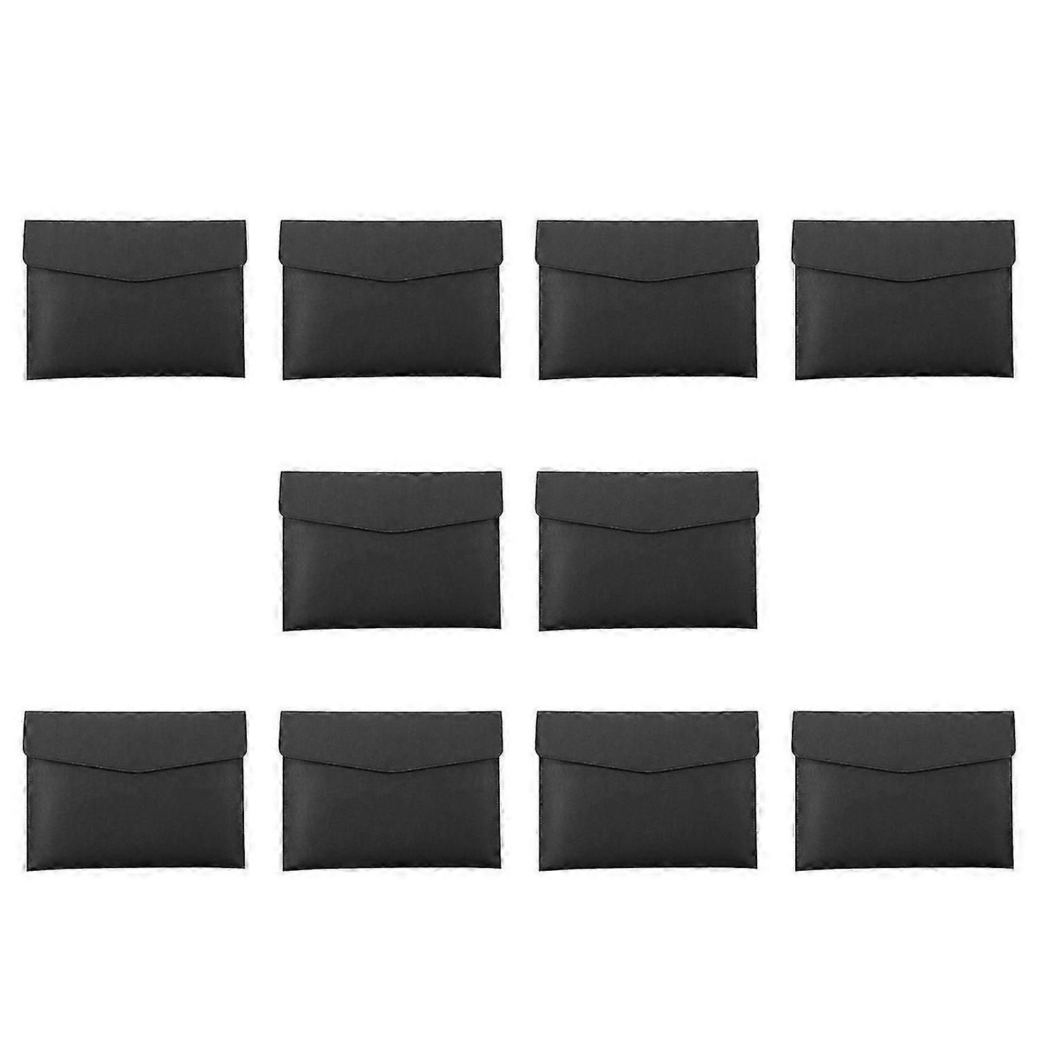 PU Leather A4 File Folder Document Holder Waterproof (Black)