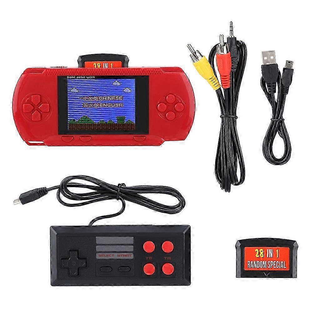 2025 Portable Pocket Gamepad Classic Handheld Game Player Console with Game Card for PVP(Red)
