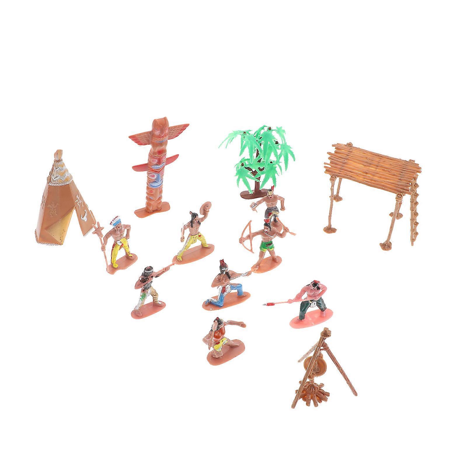 Primitive Tribe Models Simulation Figurines for Decoration 1Set Plastic