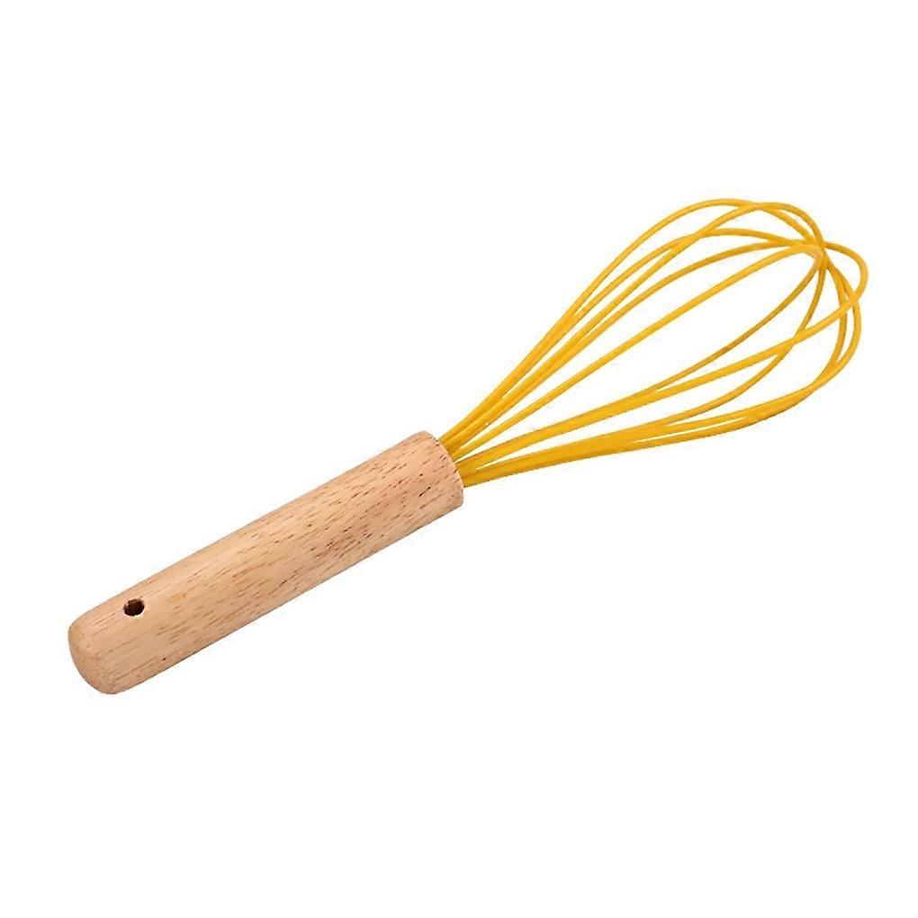 Silicone Whisk Manual Egg Beater Wood Handle Handheld for Dough Cream Blender Kitchen Baking Tool, 12 inches