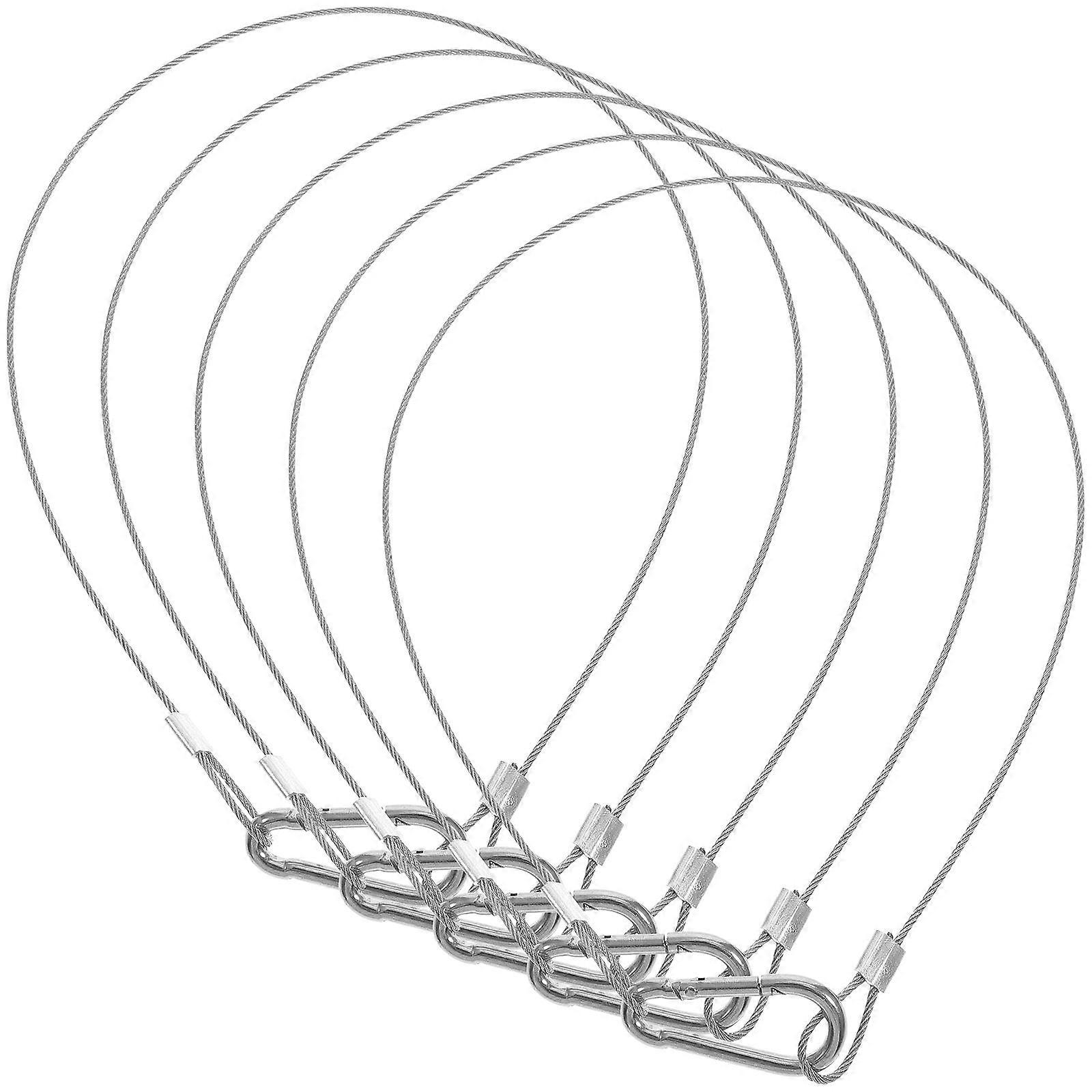 Steel Security Cable with Lock Wire Rope and Hook Combination for Mechanical Equipment High Altitude Work Silver Hanging 4Pcs