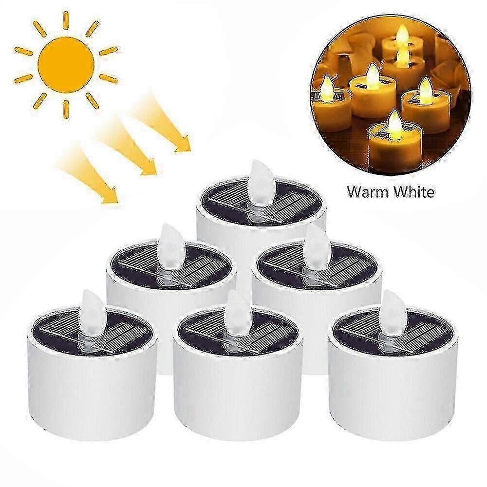 Solar Tea Lights for Outdoors, Pack of 6 Solar Candles, Outdoor Flickering, Solar Tea Light