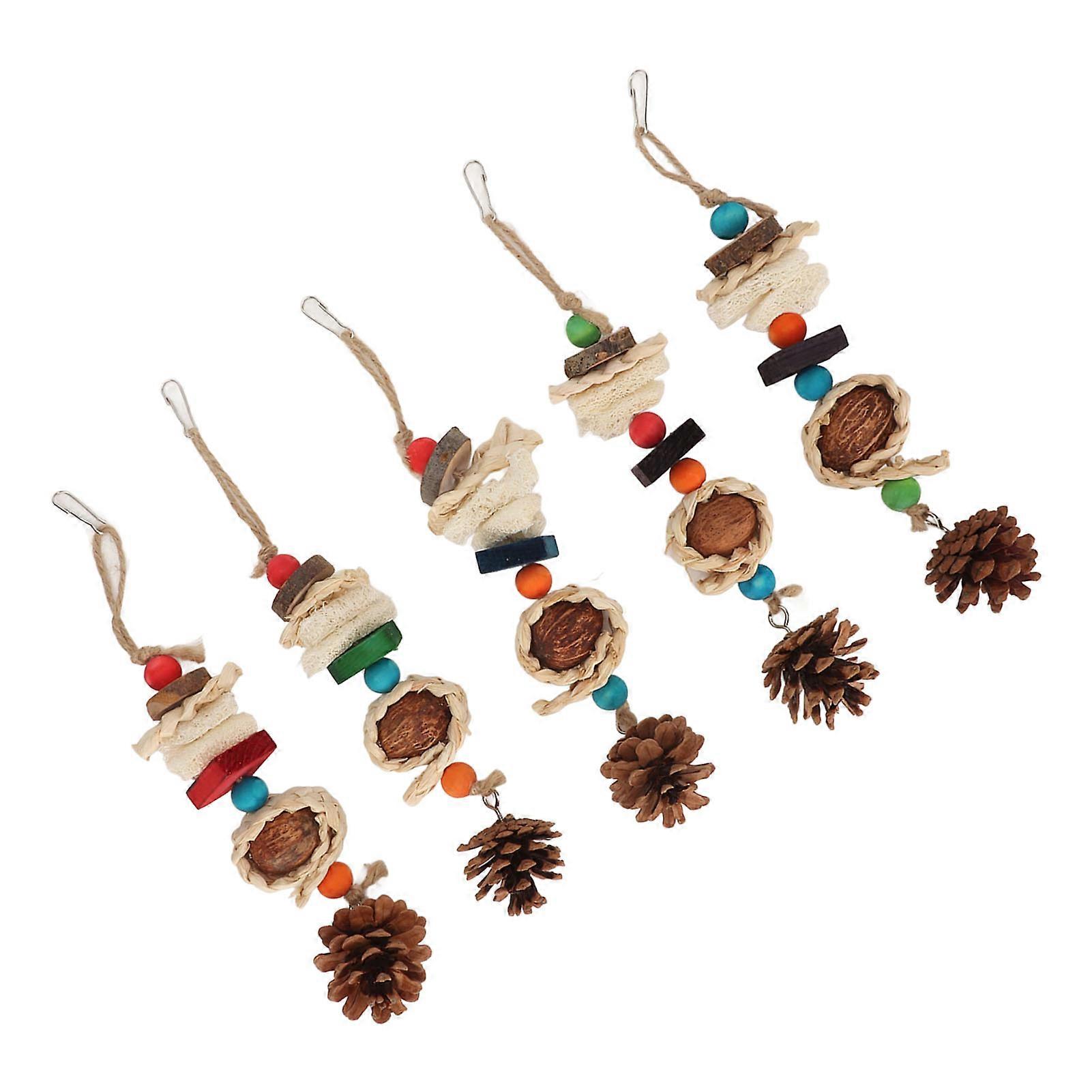 5PCS Parrot Chewing String Toy Set Loofah Model for Small Medium Birds