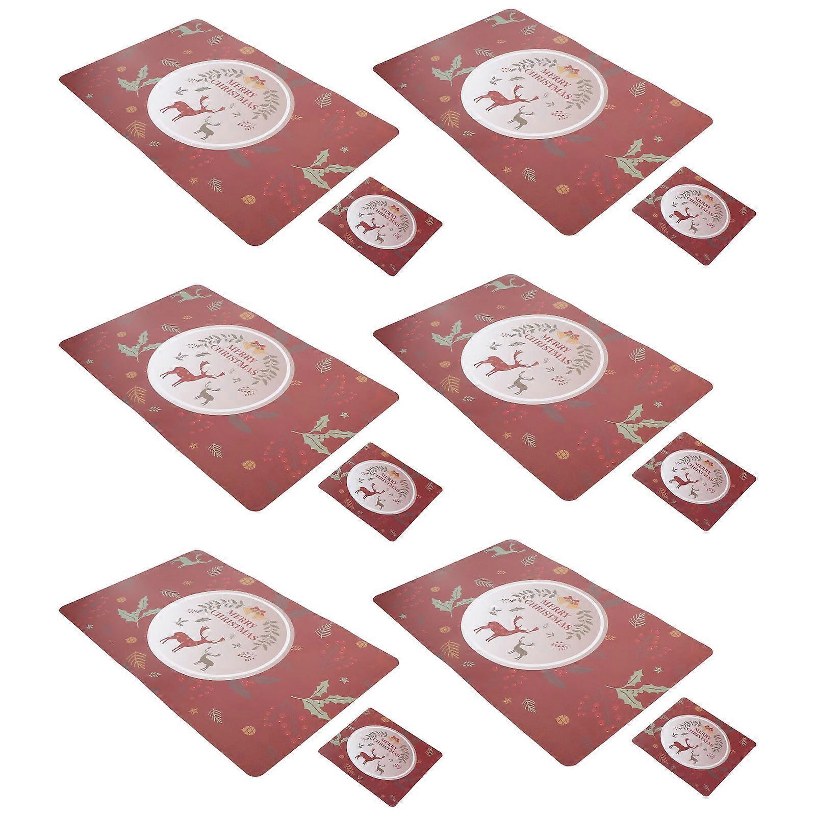 Decorative Placemat Christmas Pattern Placemat for Home Use 12Pcs