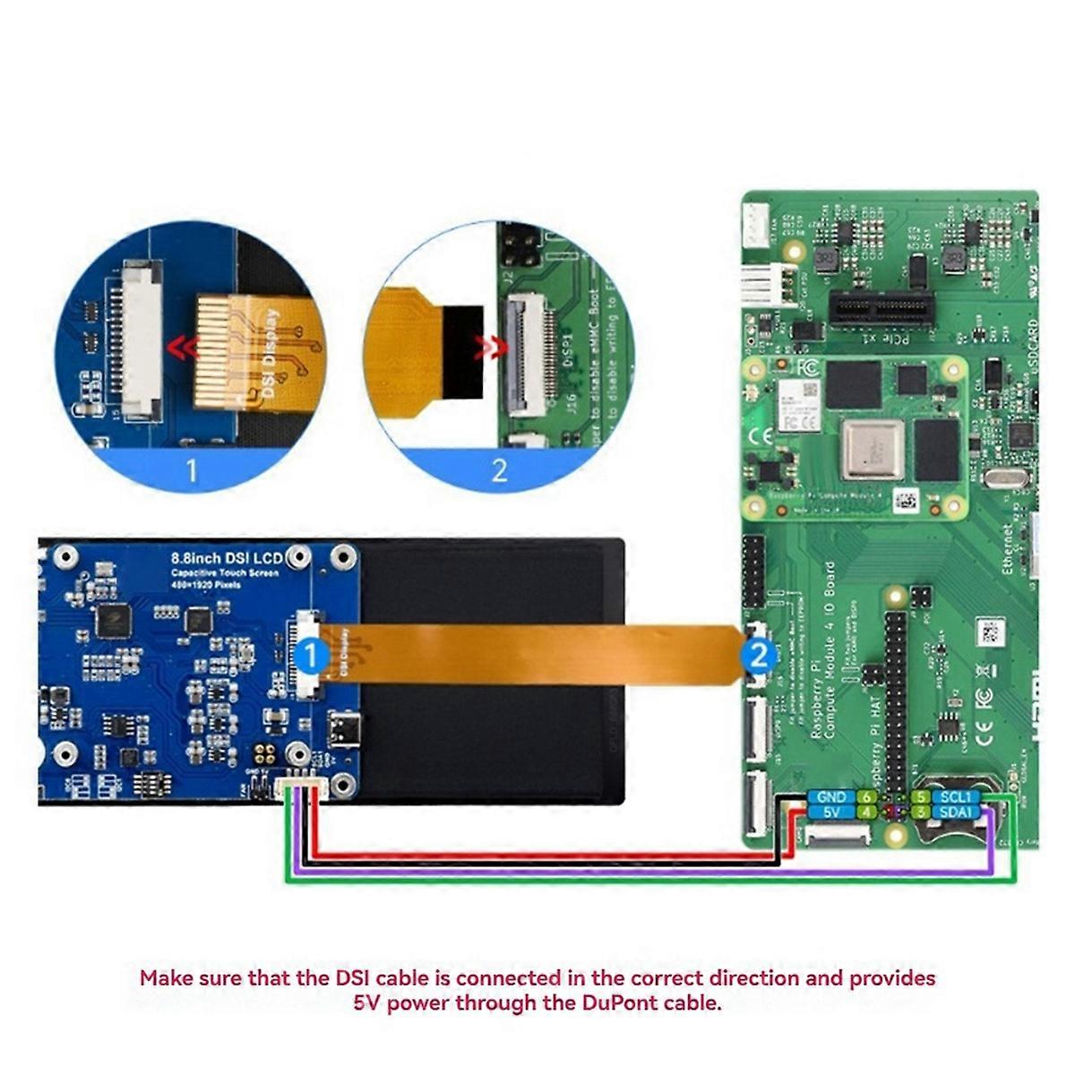 8.8inch Capacitive Touch Screen 480x1920 Pixels for Raspberry Pi5