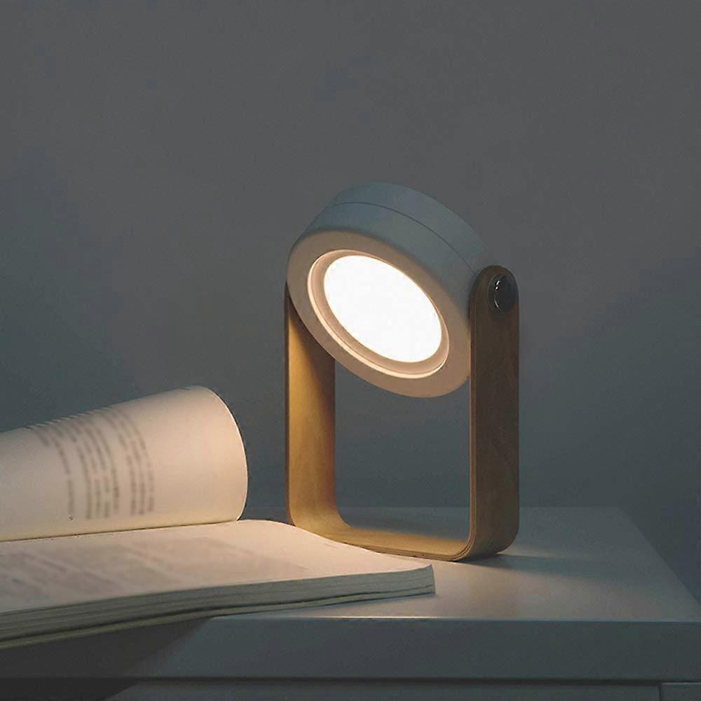 Folding Table Lamp LED Portable Bedside Lamp With Wooden Handle 3 Dimmable Brightness Levels USB Charging Night Light