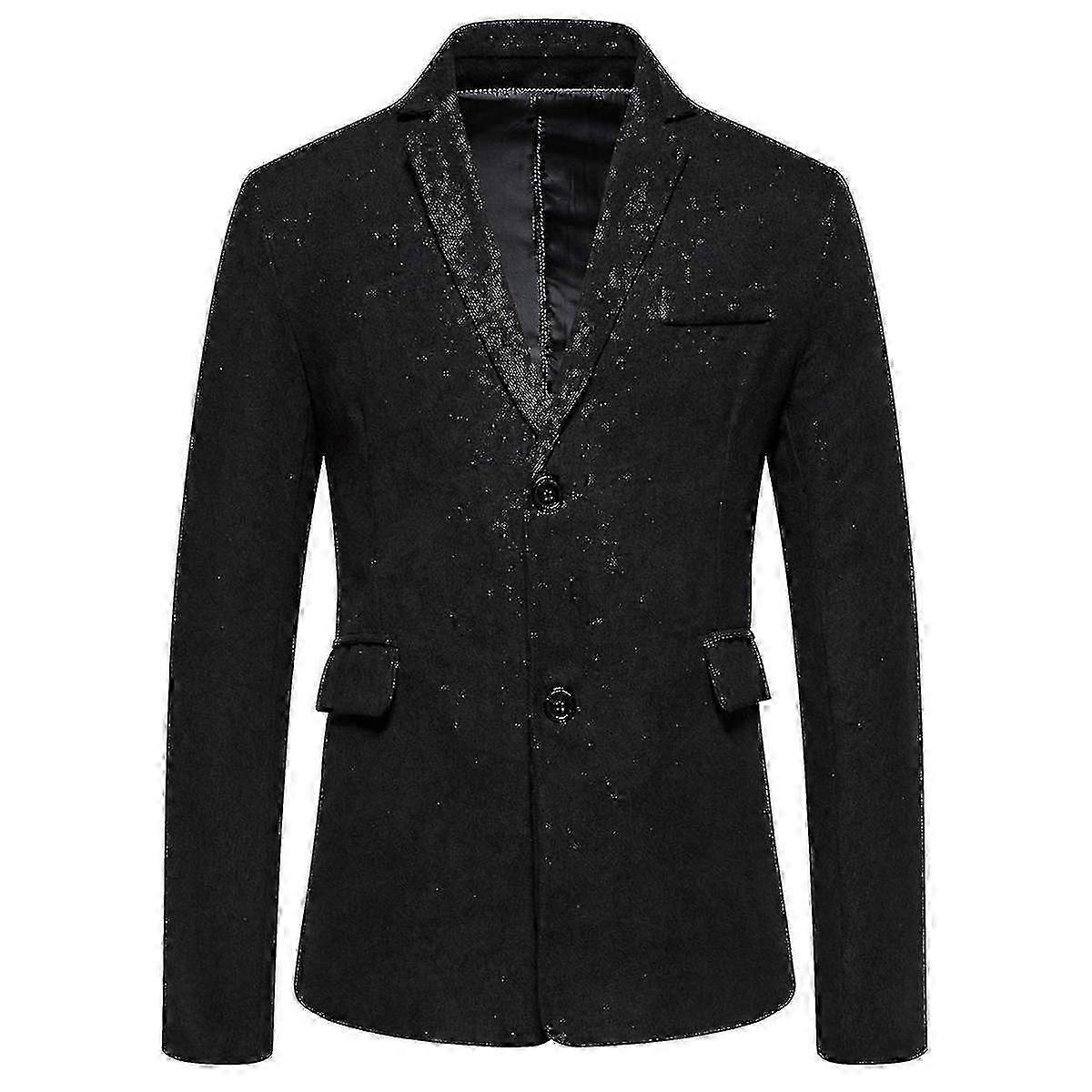 Menns Casual Solid Colour 2 Button Corduroy Blazer