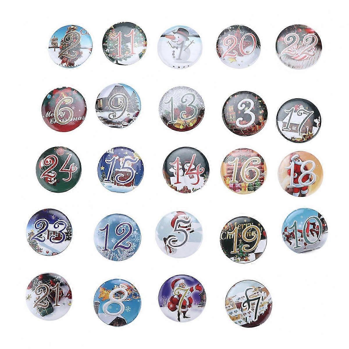 Lucky Number Button Pin Unique Pattern Button Pin Cartoon Advent Calendar Brooch