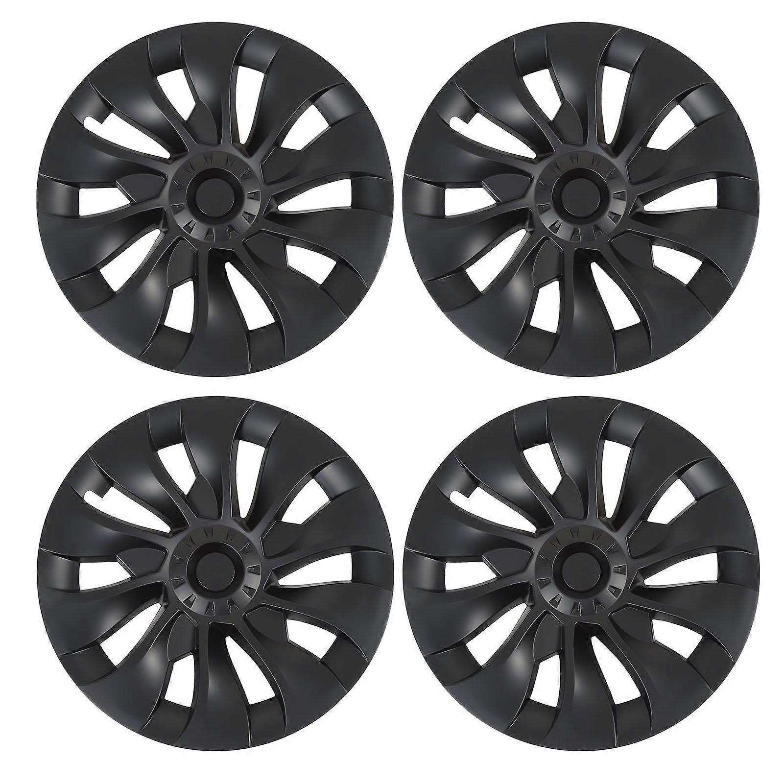 4 قطع 18 بوصة عجلة Hubcap أسود غير لامع بديل رياضي بارد يناسب عجلات 18 بوصة