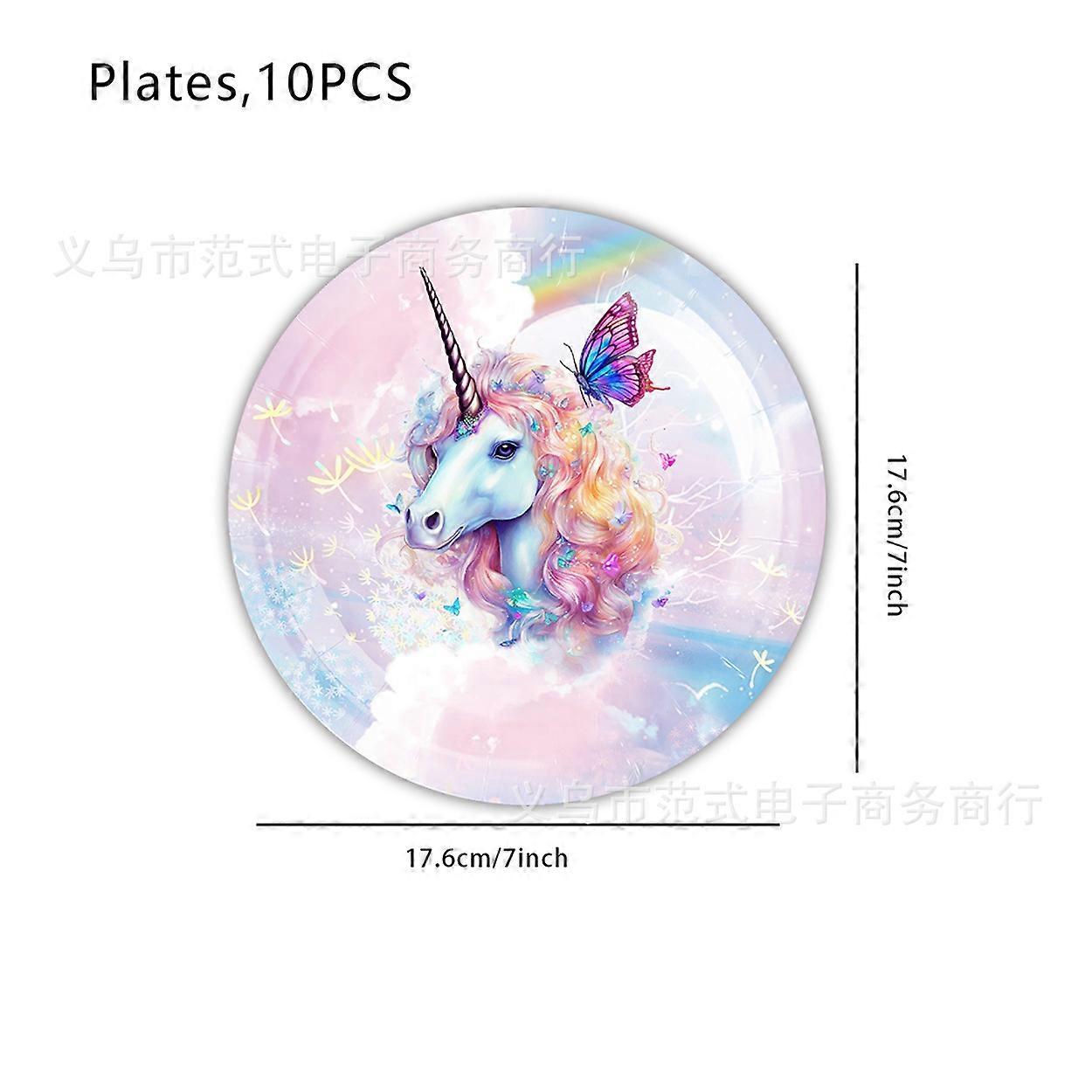 Unicorn theme birthday party decoration disposable tableware paper plates, paper cups, paper towels, knife, fork and spoon supplies