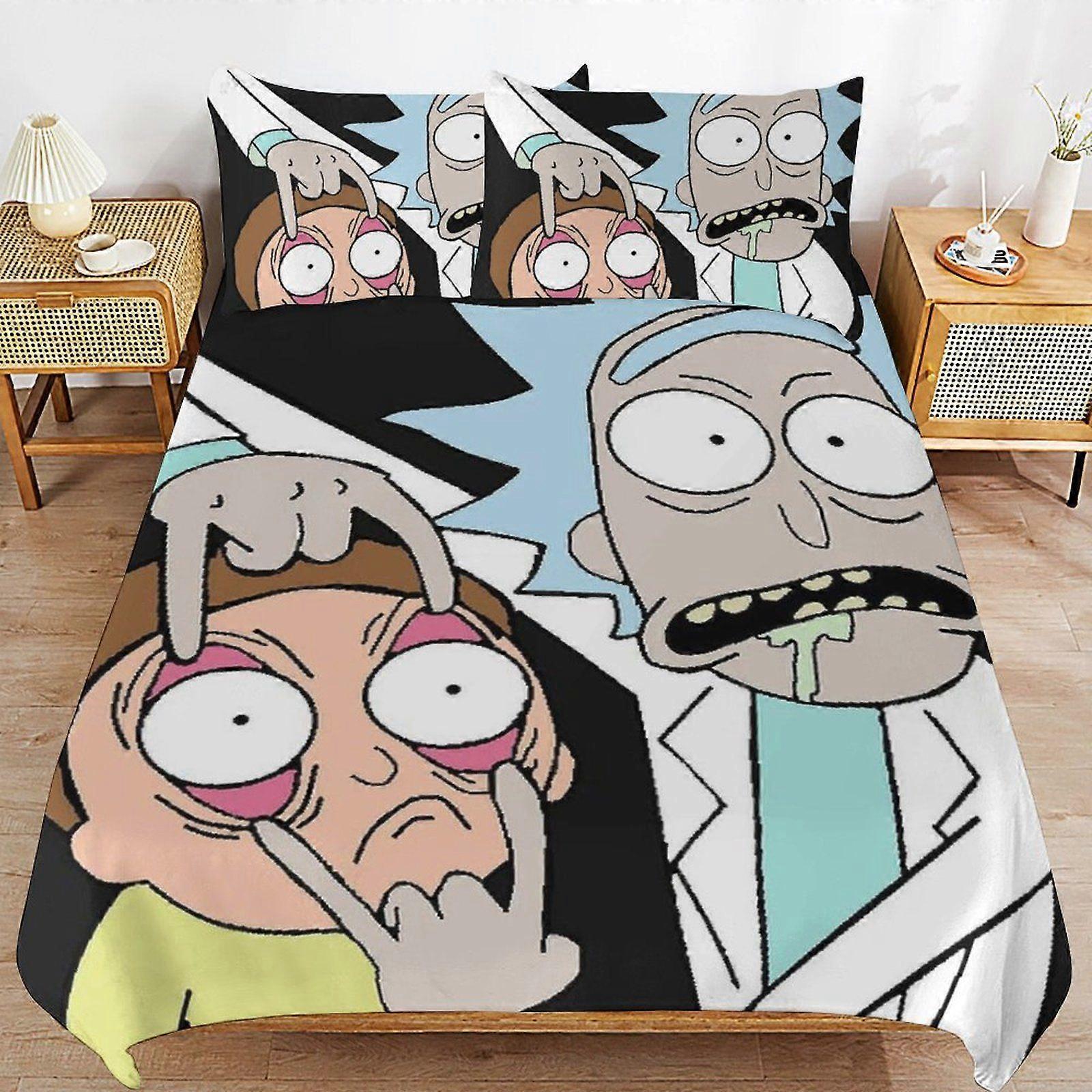 a132 Rick and Morty Season Zipper Closure Ultra Soft High Thread Count Machine Washable Duvet Cover Sets for All Season n132