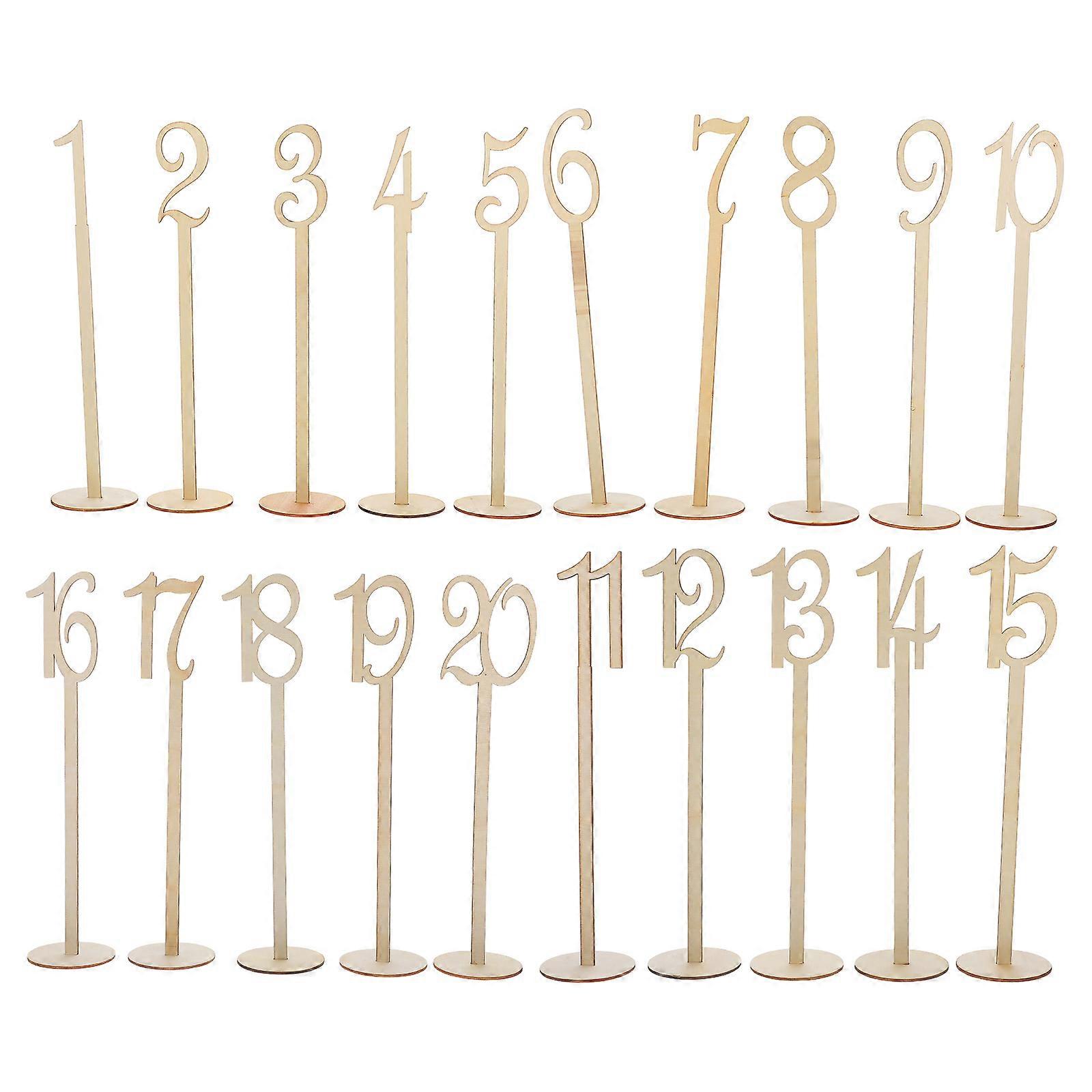 Khaki Wooden Table Numbers for Wedding and Party 60Pcs with Holder