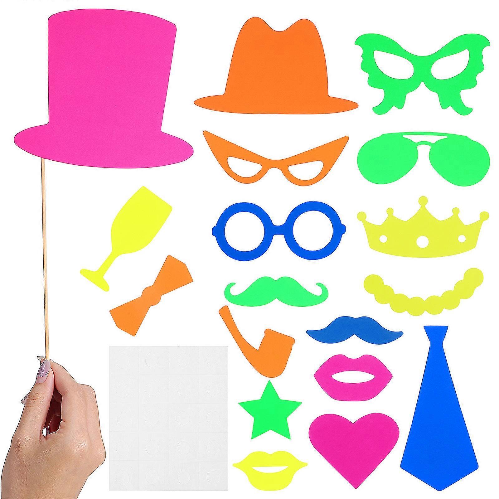 Handheld Party Photo Booth Props Neon Design for 34Pcs Photo Shoot Props