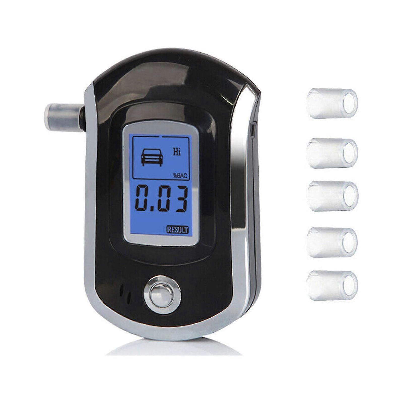 Portable Breathalyzer, Professional Alcohol Tester with 5 Mouthpieces, BAC Tester with Digital LCD Display