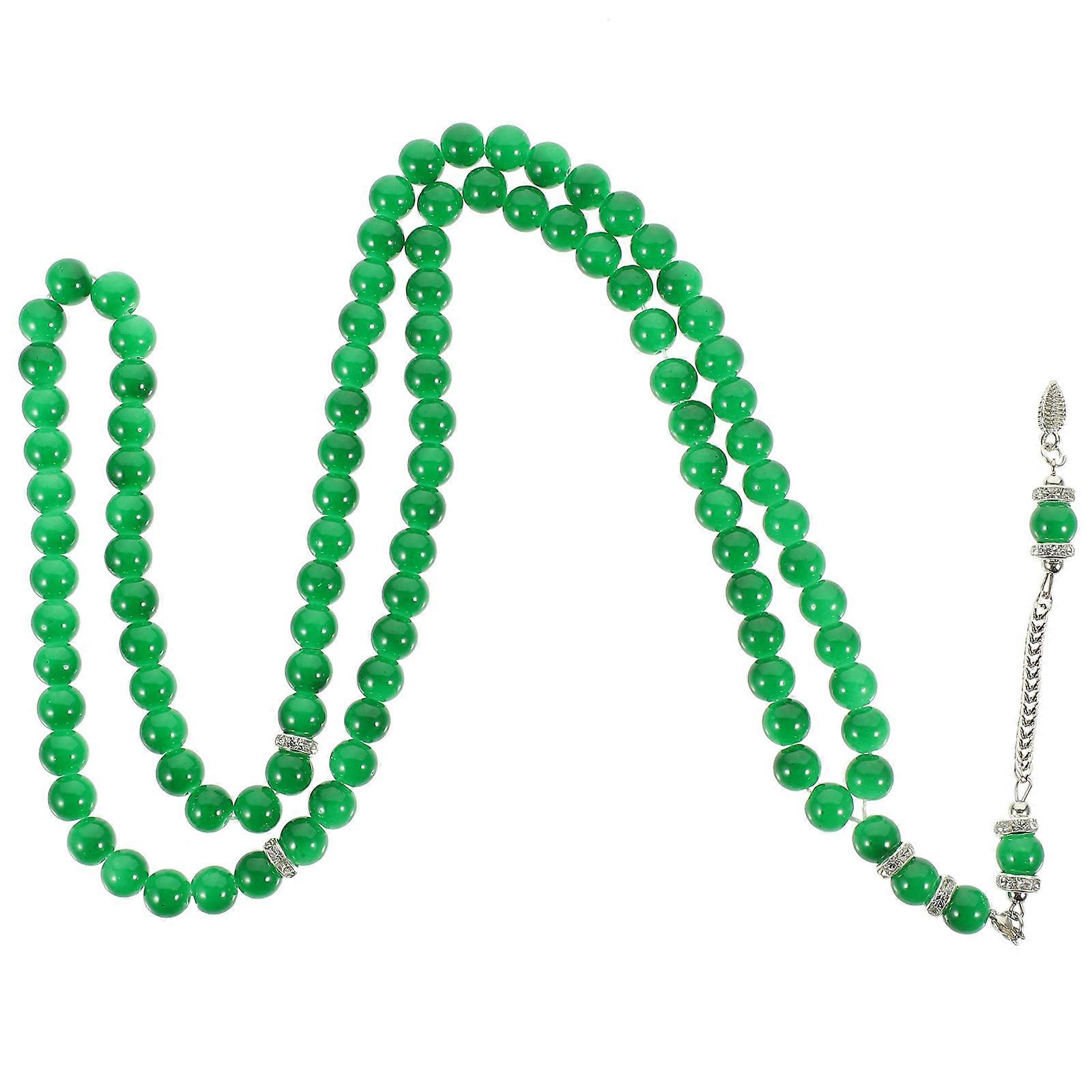 Green Rosary Bracelet for Handheld Prayer Beads with 1 String Glass
