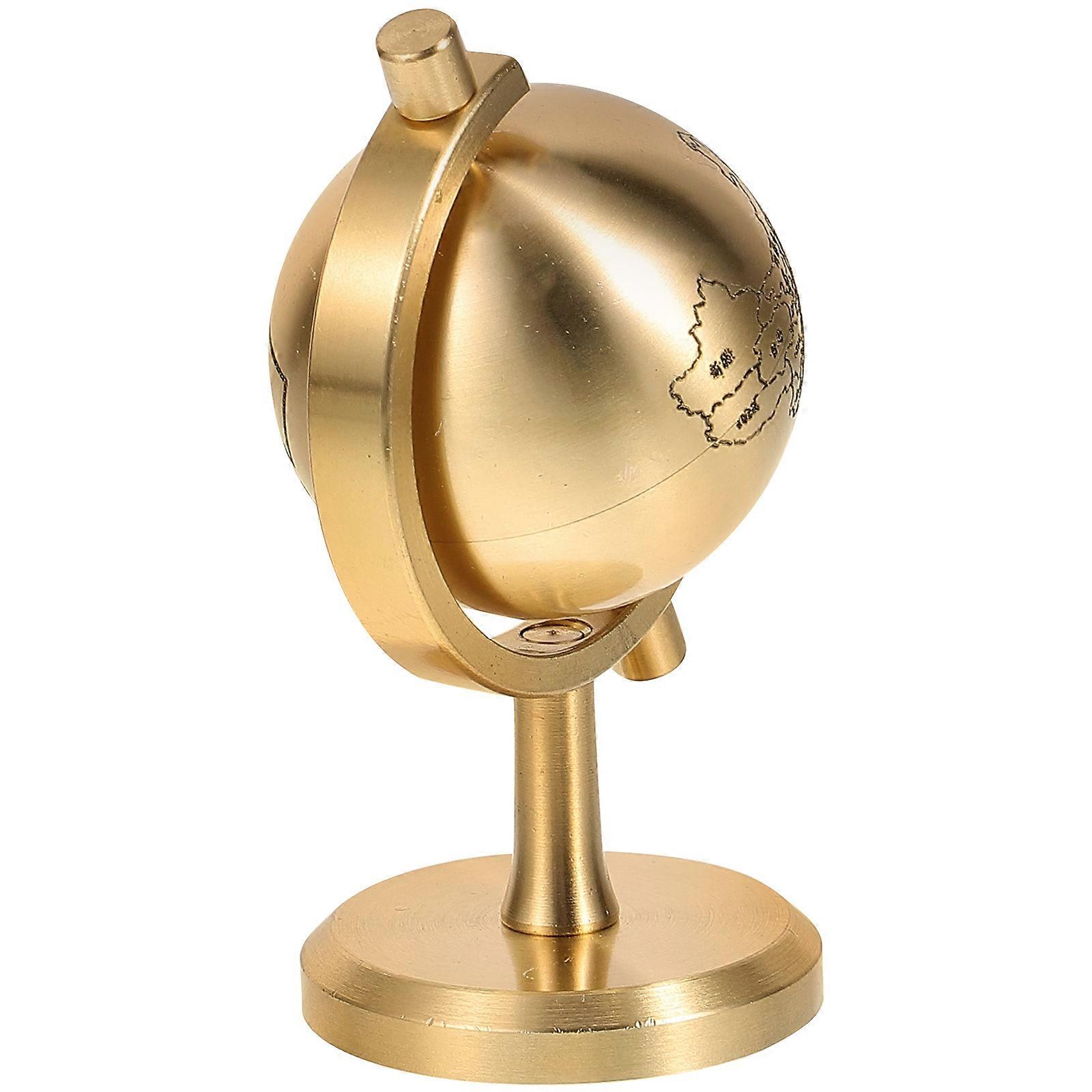 Vintage Style 2Pcs Copper Globe Craft Home Decoration Handle Design 3X3X1.5In Elegant Texture