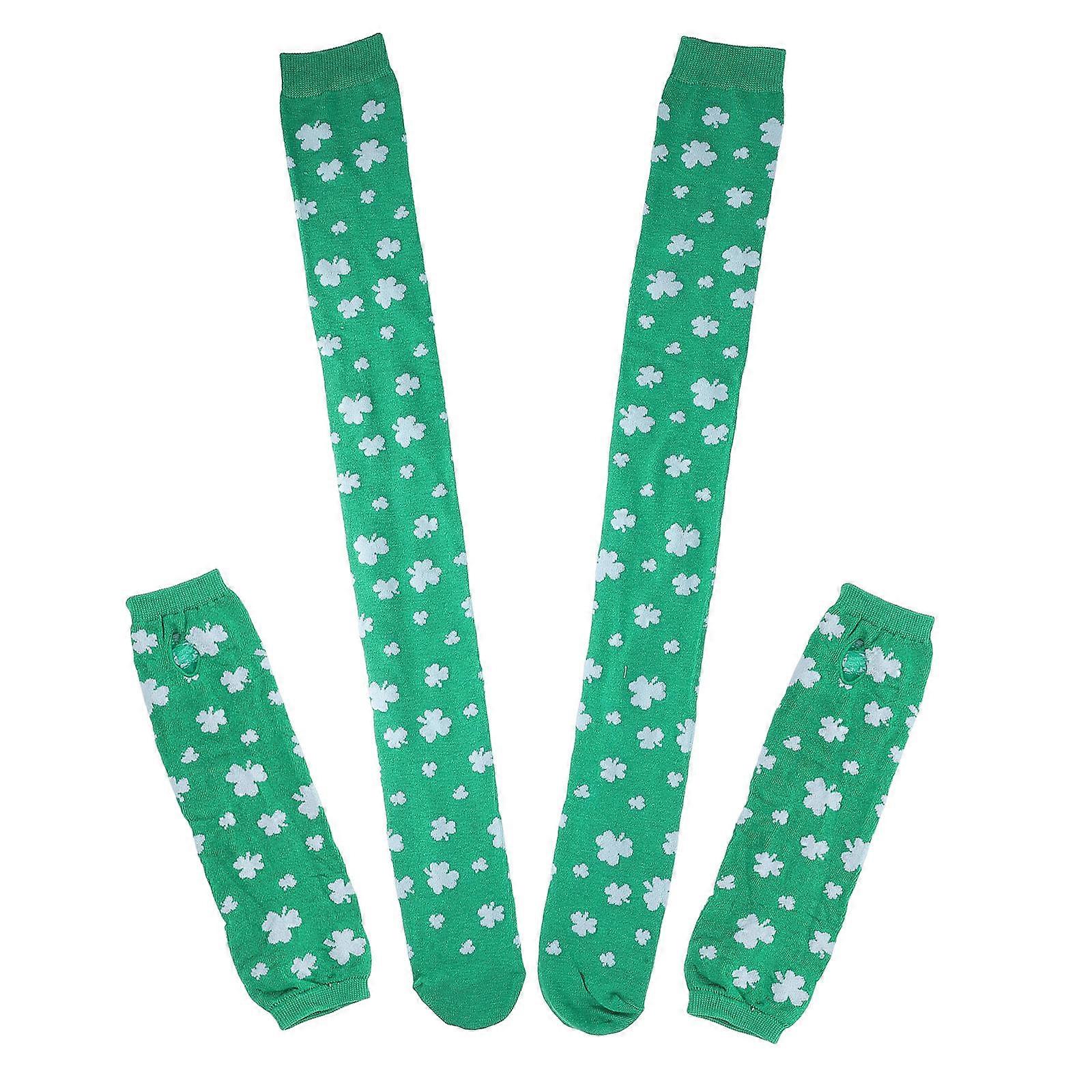 St. Patricks Day Accessories Knee High Socks And Gloves Set For Parties And Festivals Cozy Fabric Unique Design 1 Set