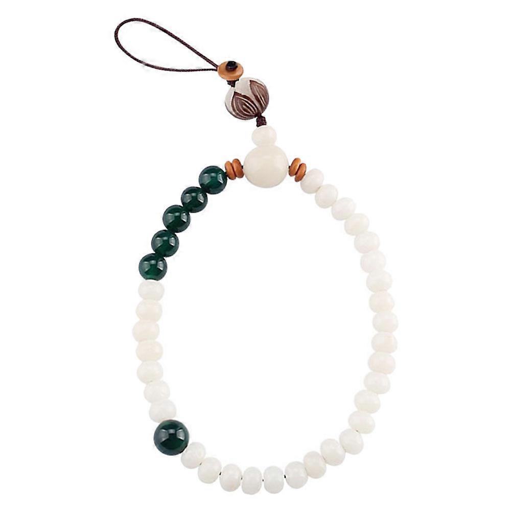 Mobile Phone Chain Bohemian Style Anti-Lost Decorative 24cm Round Green Agate Assorted Color 1Pcs