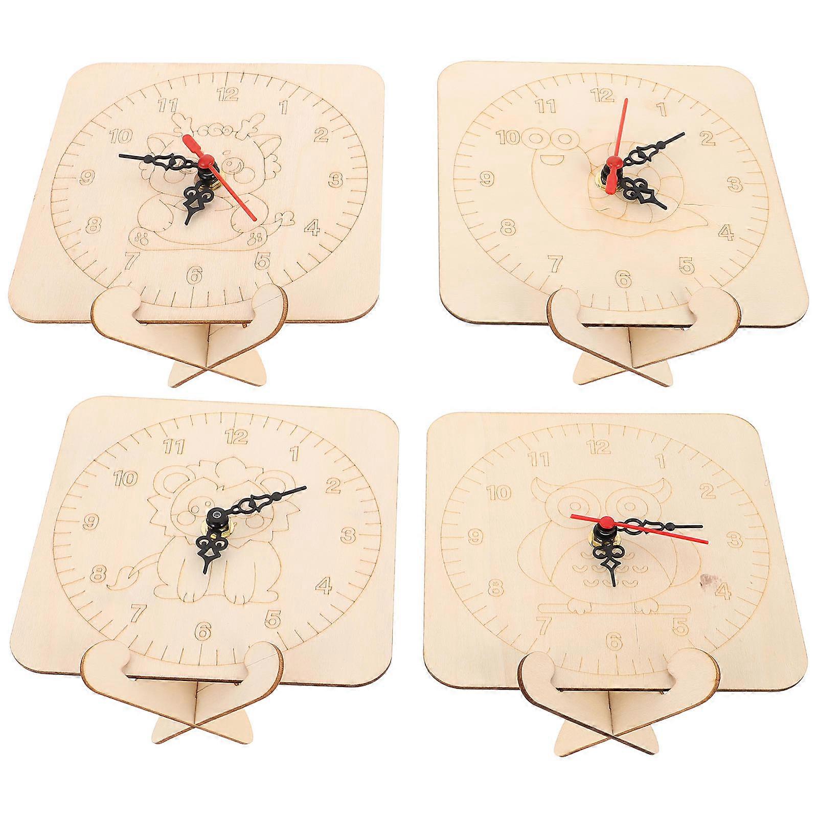 DIY Clock Dial Wooden Blank Clock Kit for Kids 8Sets Interactive Craft Kit
