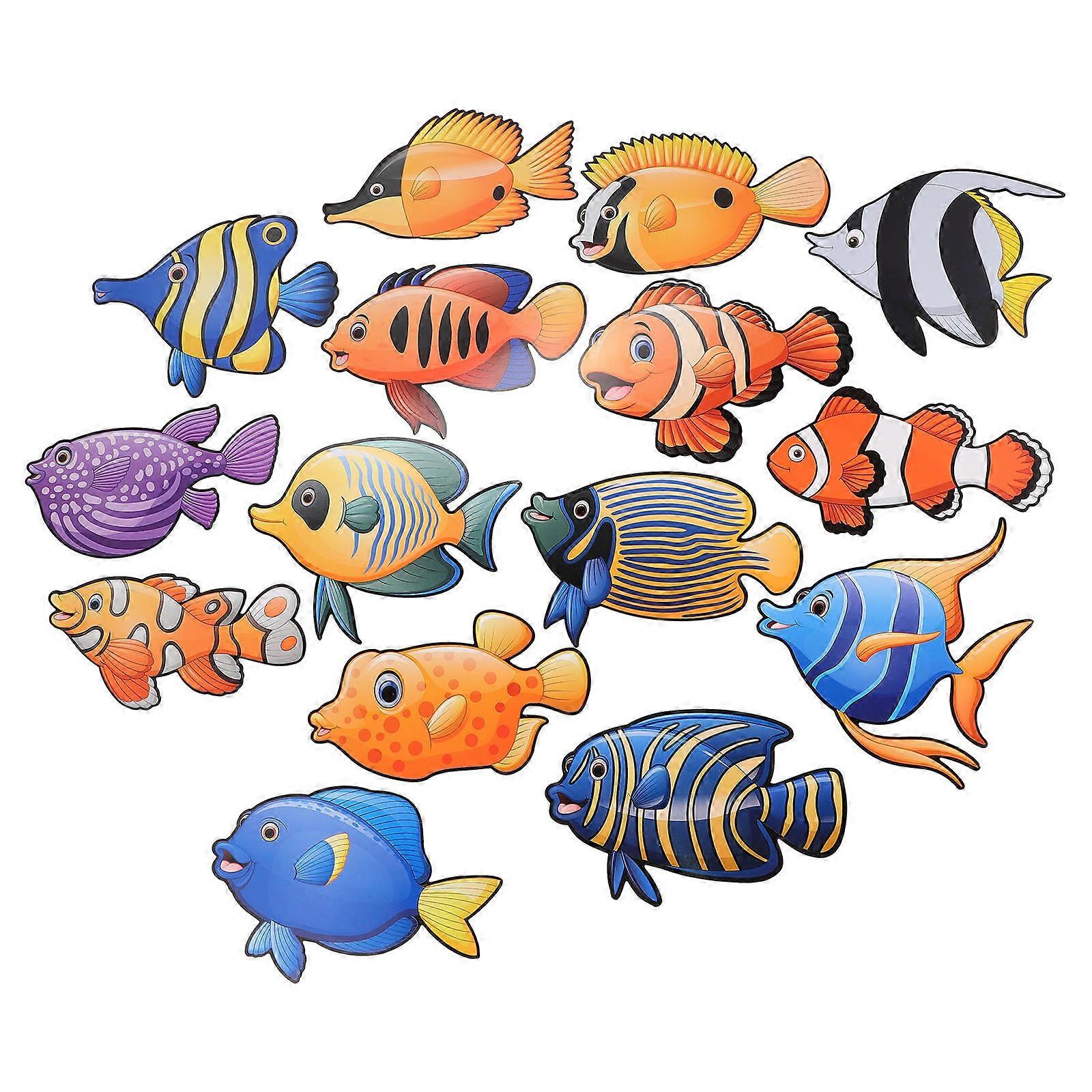 Creative Tropical Fish Paper Cutouts for Classroom Decor 15Sets
