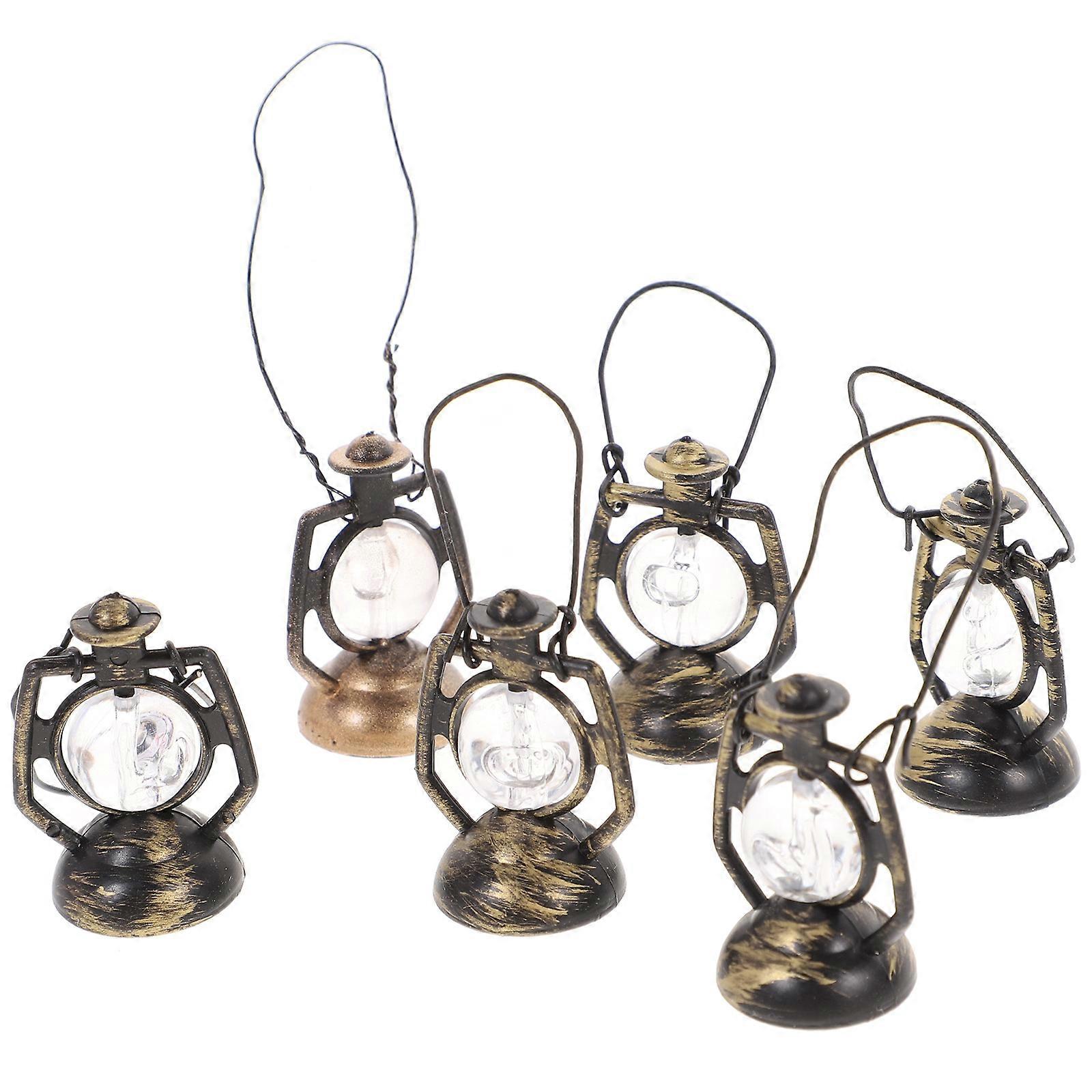 Kerosene Lamp Model Miniature Lamp Decor for Decor 6Pcs Collection