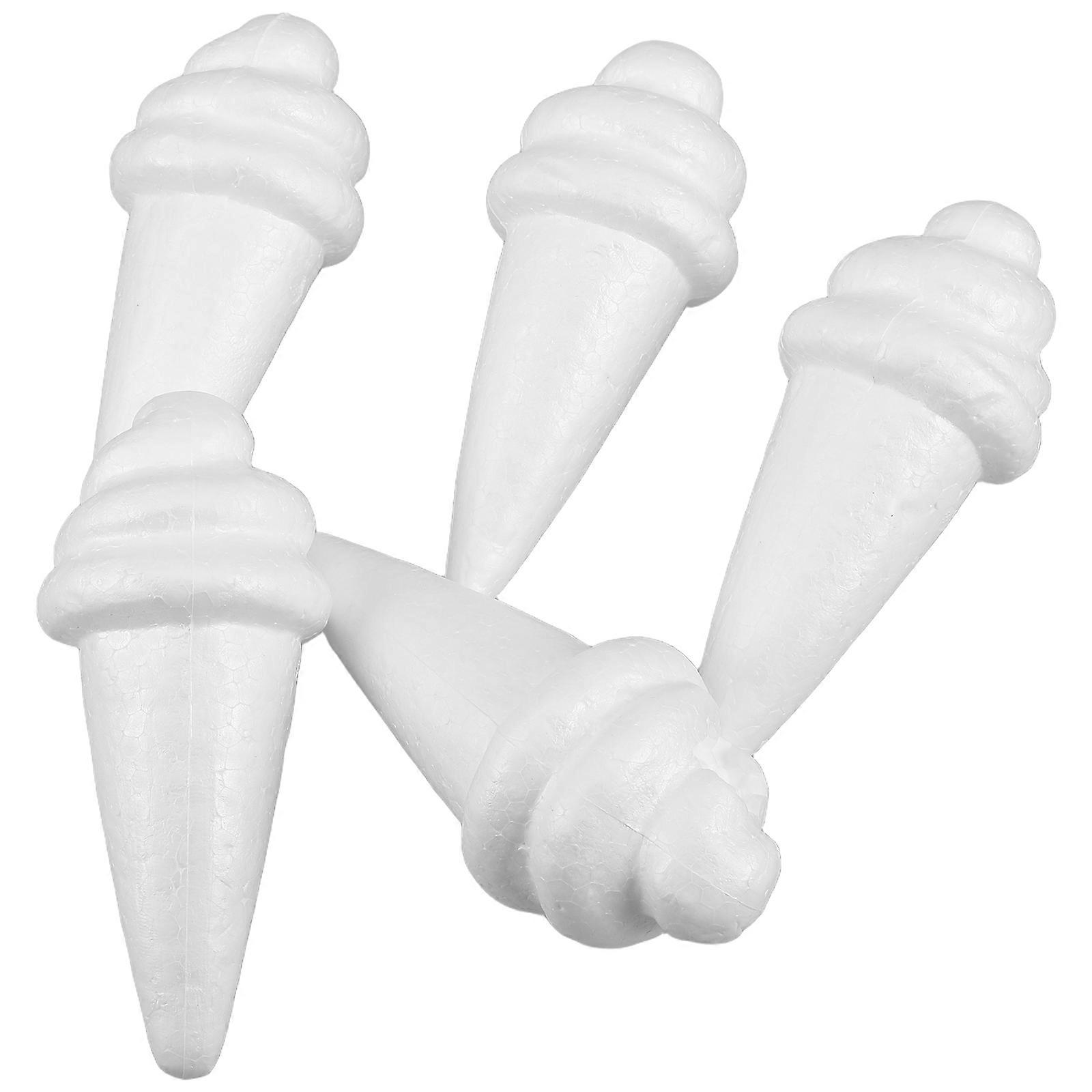 Artificial Ice Cream Design 5Pcs Foam Ice Cream Cone Model For Kids Ideal For Home Decor And Party Decorations In White Color
