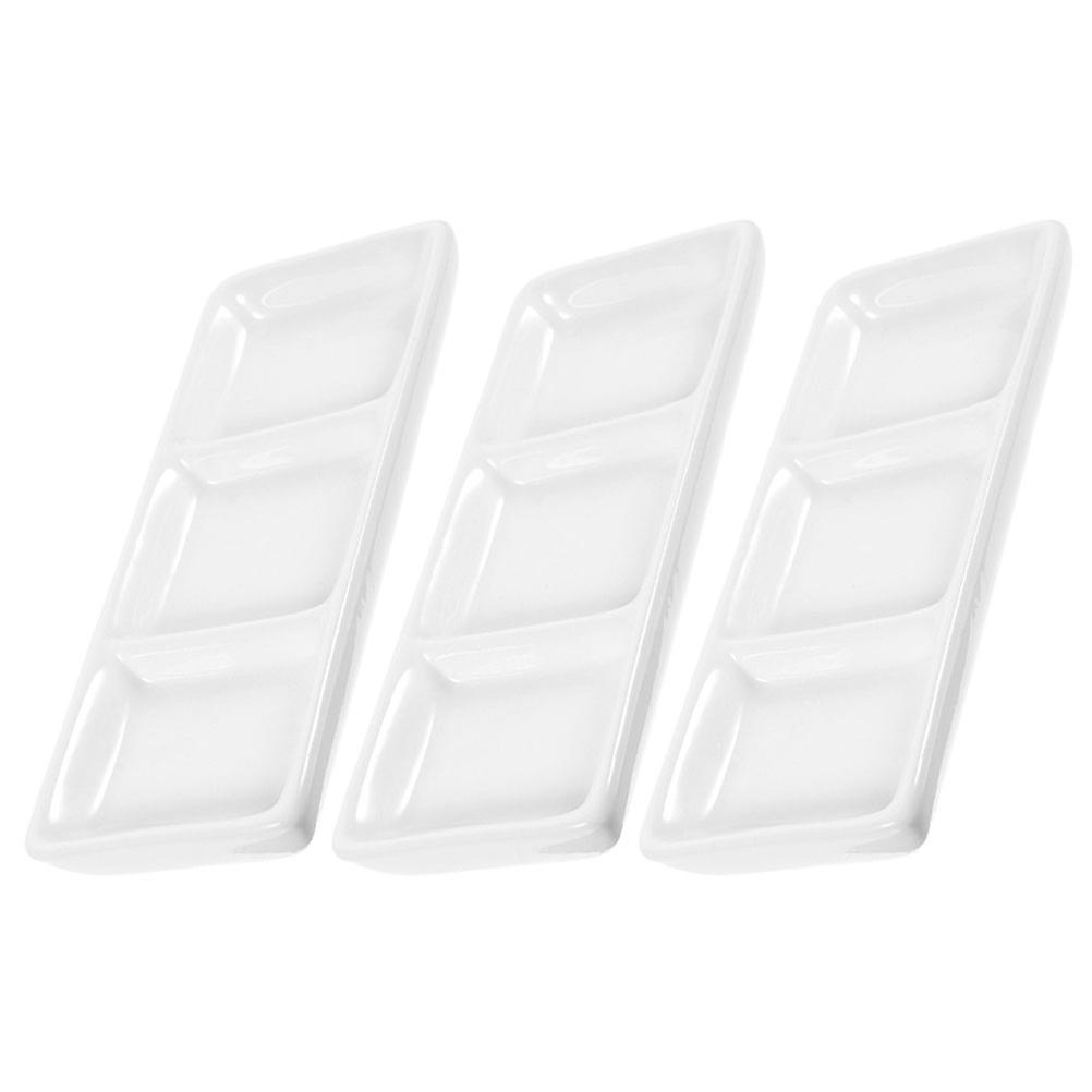 8Pcs Ceramic Serving Platter for Divided Sauce Dishes in White