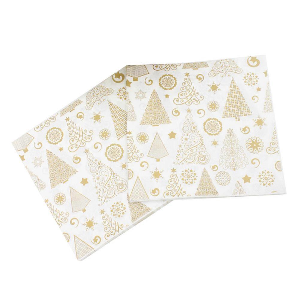 Christmas Napkins Printed Wood Pulp for Party Use 60Pcs Pack