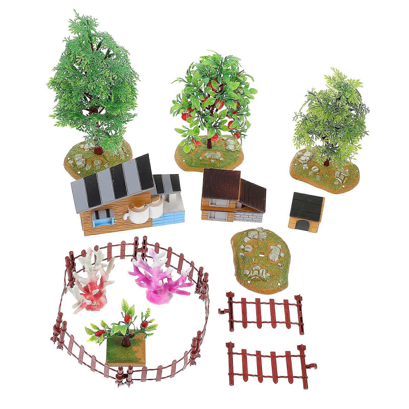 Simulation Farmhouse Model for Decor 8Sets Mini Scene Decorative Set