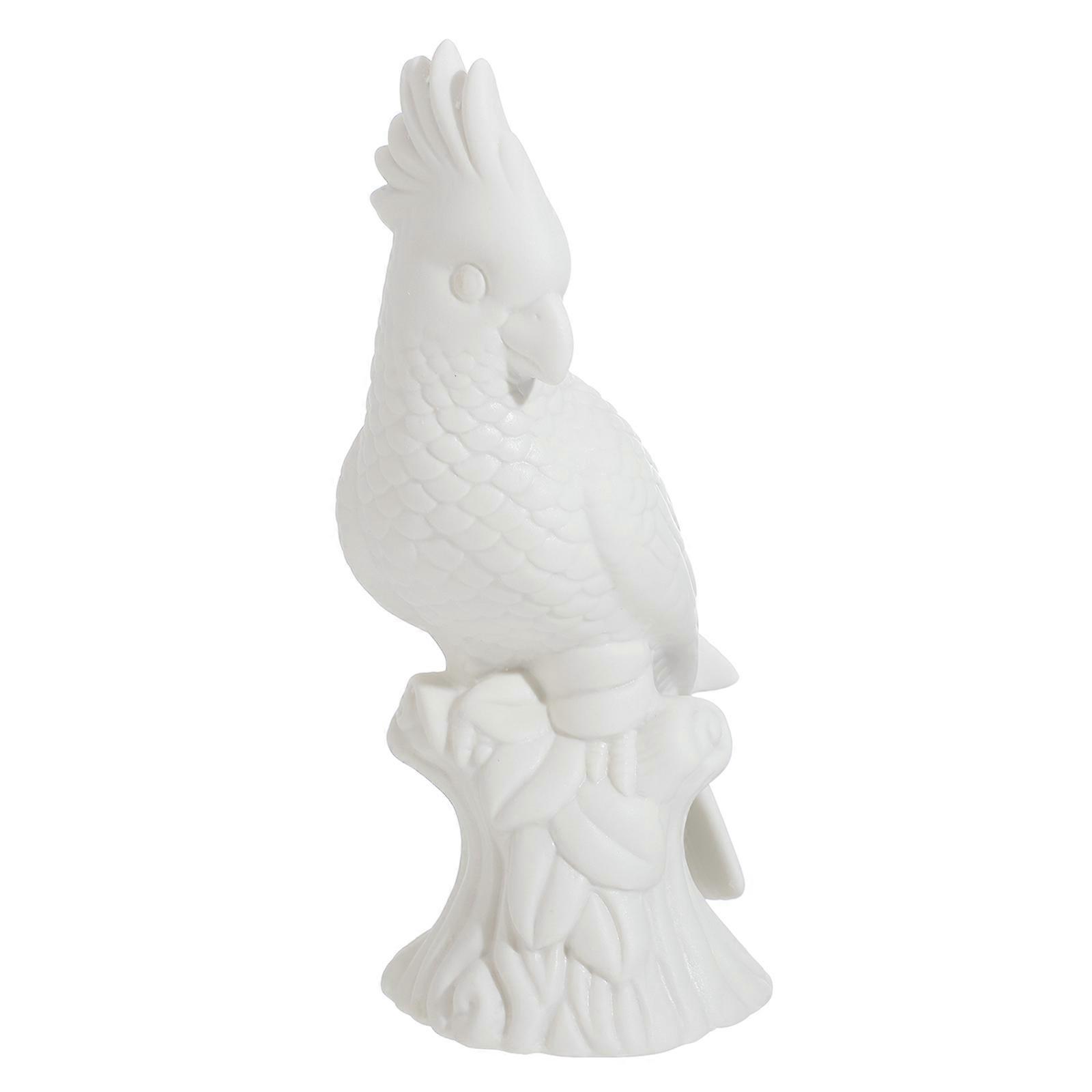 White Parrot Sculpture Decorative Artware for Decor 2Pcs Ceramic