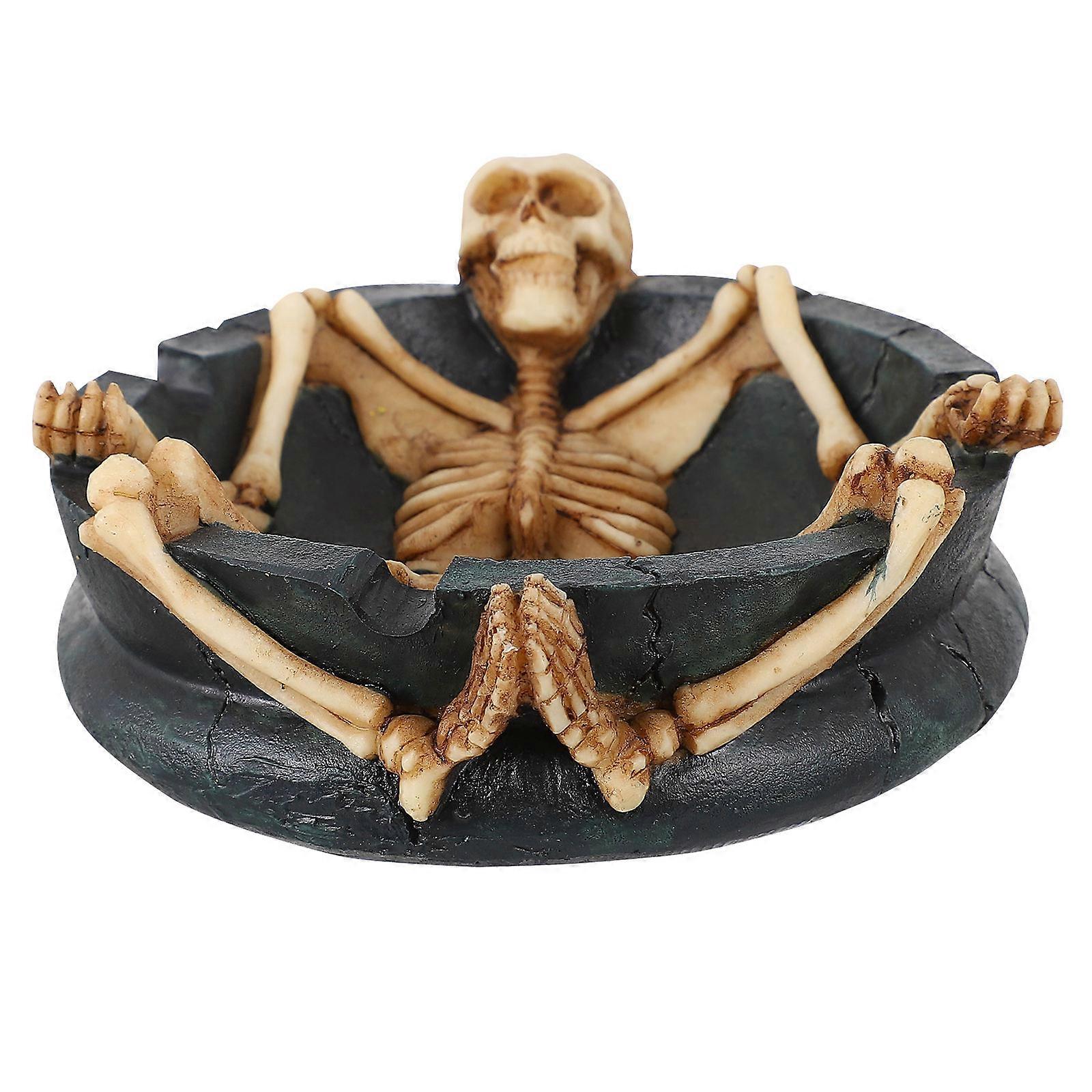 Skull Ash Container Halloween Resin Ashtray for 5Pcs Office Use